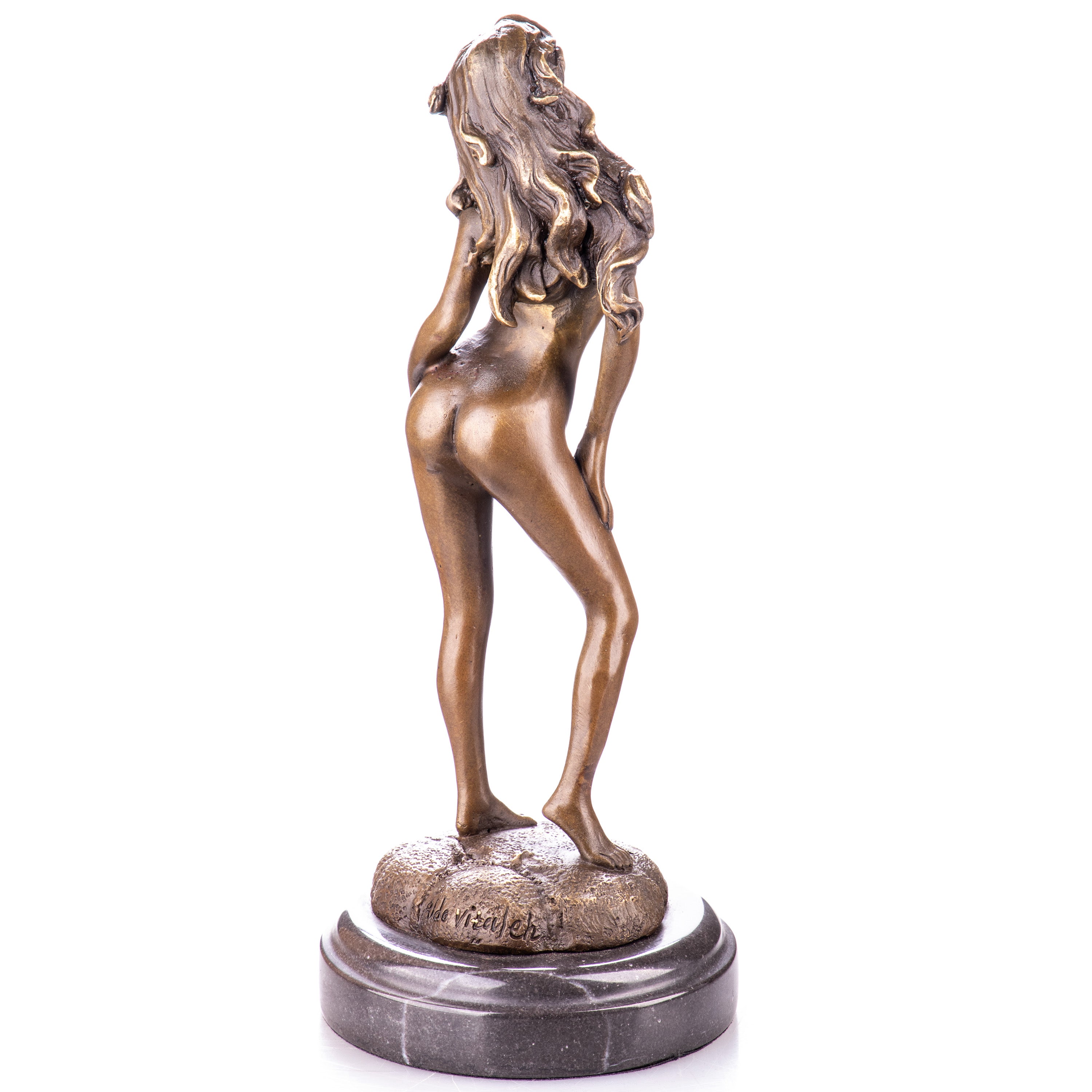 Female Nude Bronze Sculpture on Marble Base