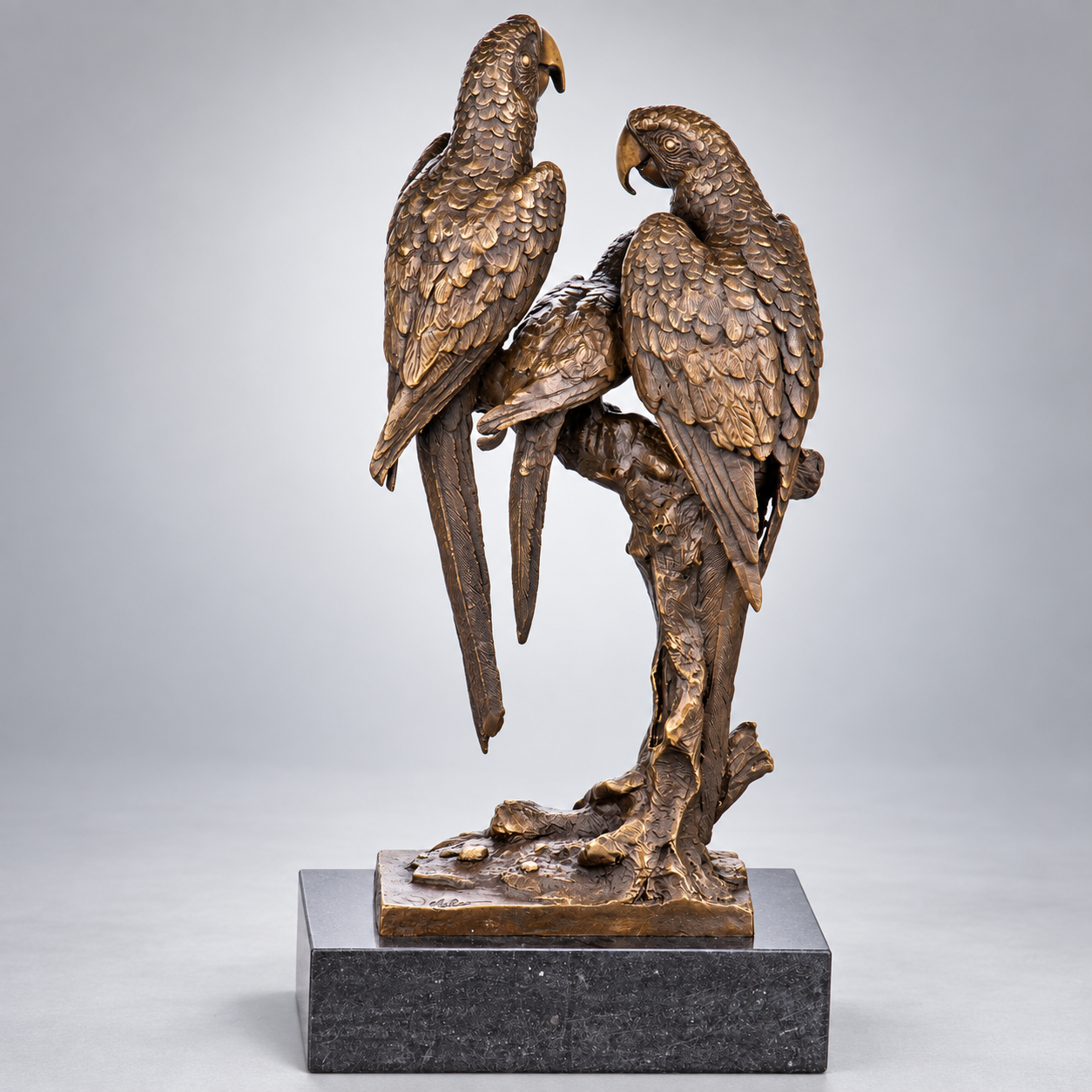 Parrots Bronze Sculpture – view 2