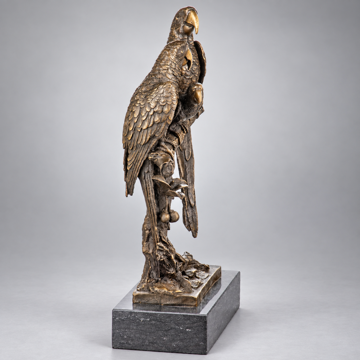 Parrots Bronze Sculpture – view 3