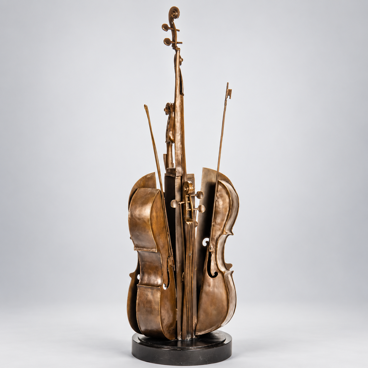 Modern Cellist Bronze Sculpture – Large Statement Statue – view 2
