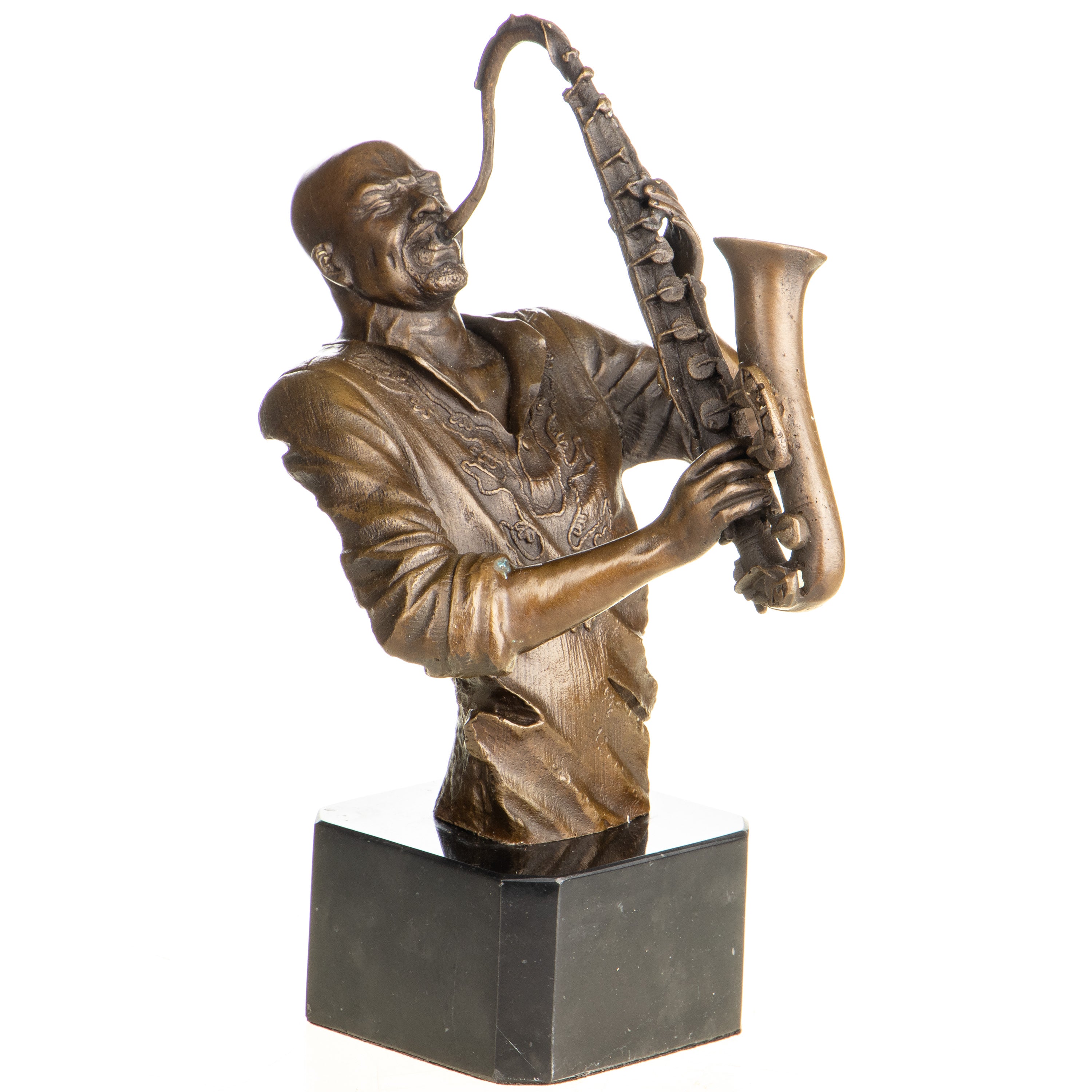 Saxophone Player Bronze Sculpture – Jazz Musician – view 1