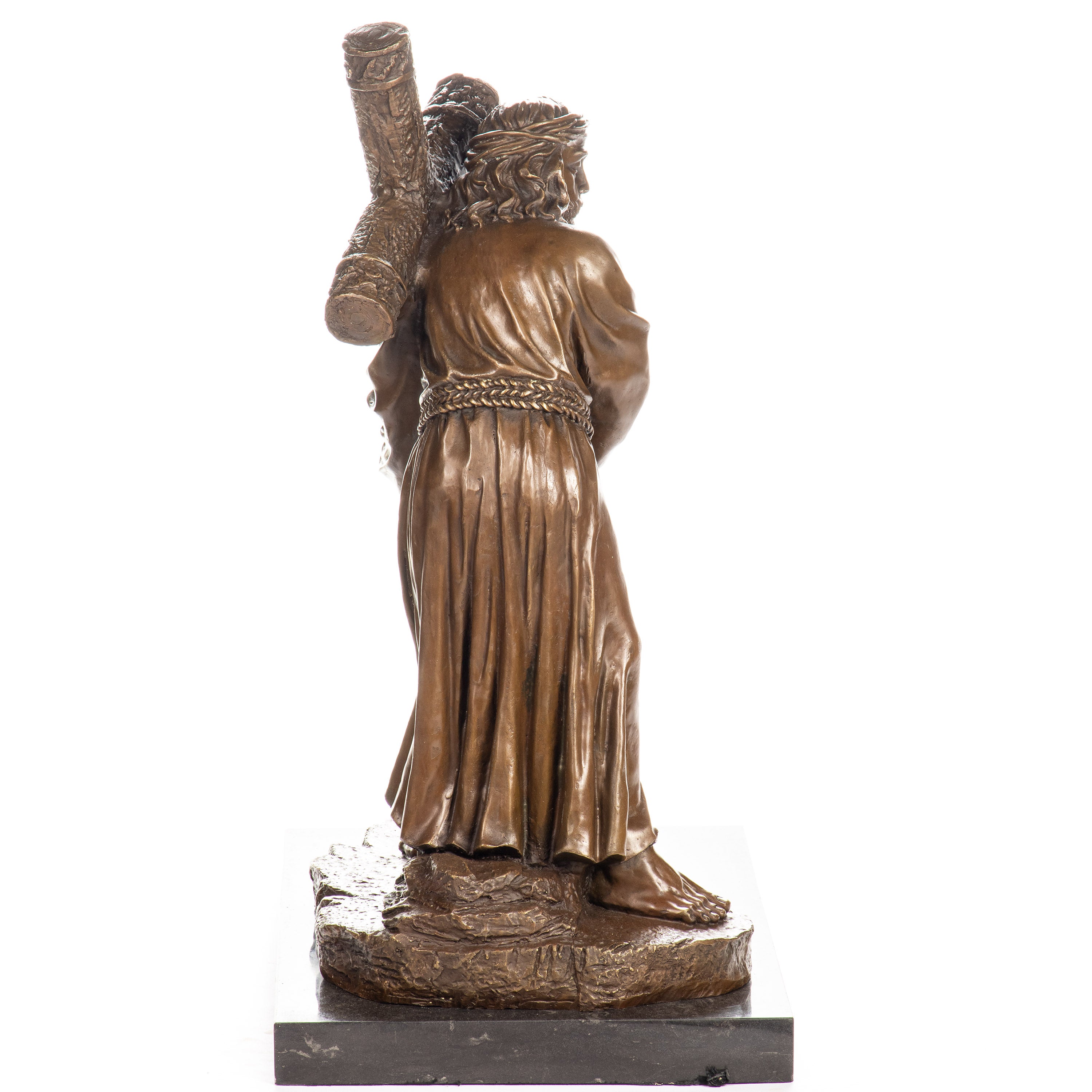 Jesus with Cross Bronze Sculpture – Large Religious Statue