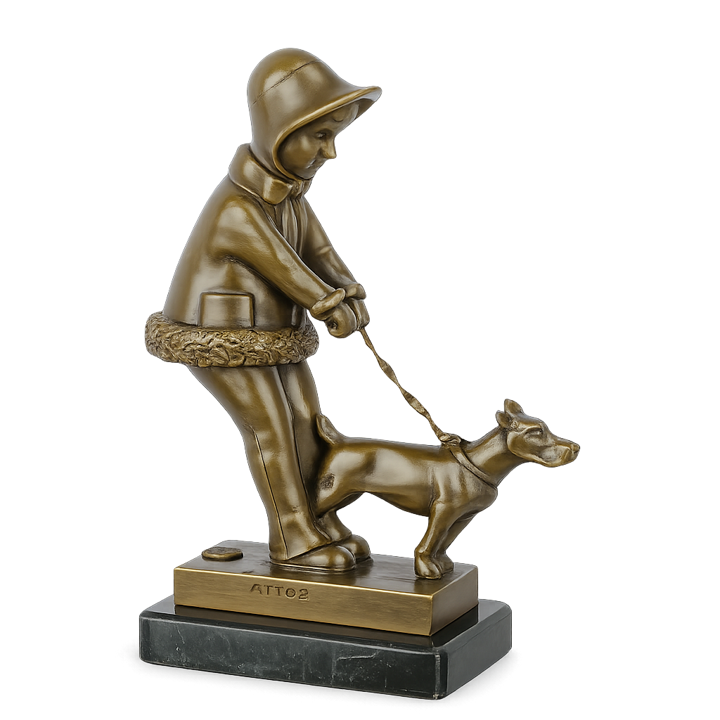 Young Girl Walking Her Dog | Animal Sculptures | Home Decor