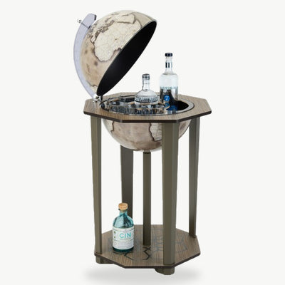 Zoffoli Hexagonal Globe Bar – Taupe Frame, Ivory Map