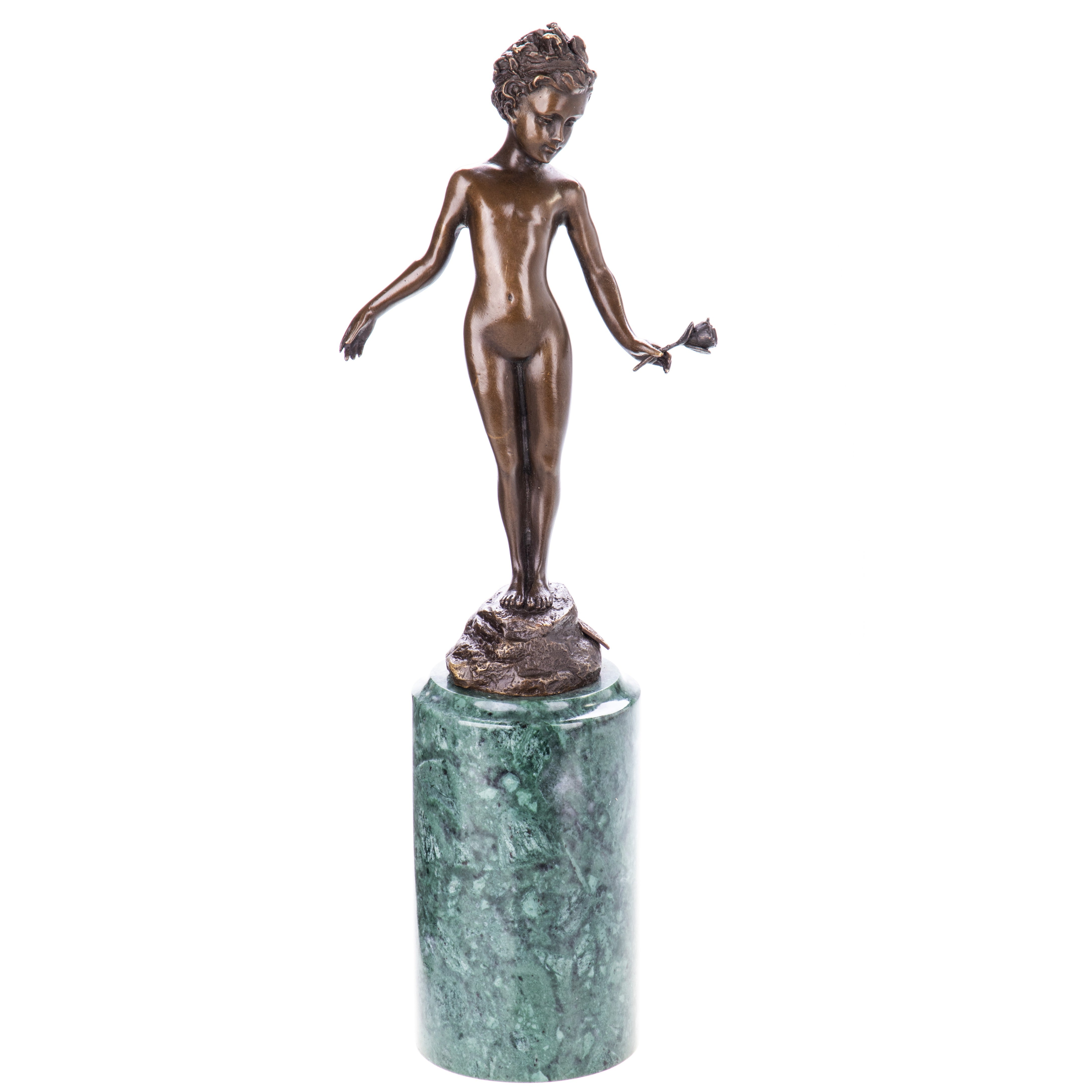 Standing Floral Nude Statue | Handcrafted Bronze Decor