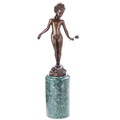 Standing Floral Nude Statue | Handcrafted Bronze Decor