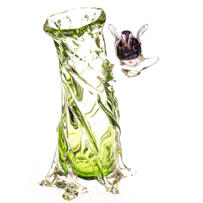 Murano style glass vase with bird | Handcrafted Glass Decor