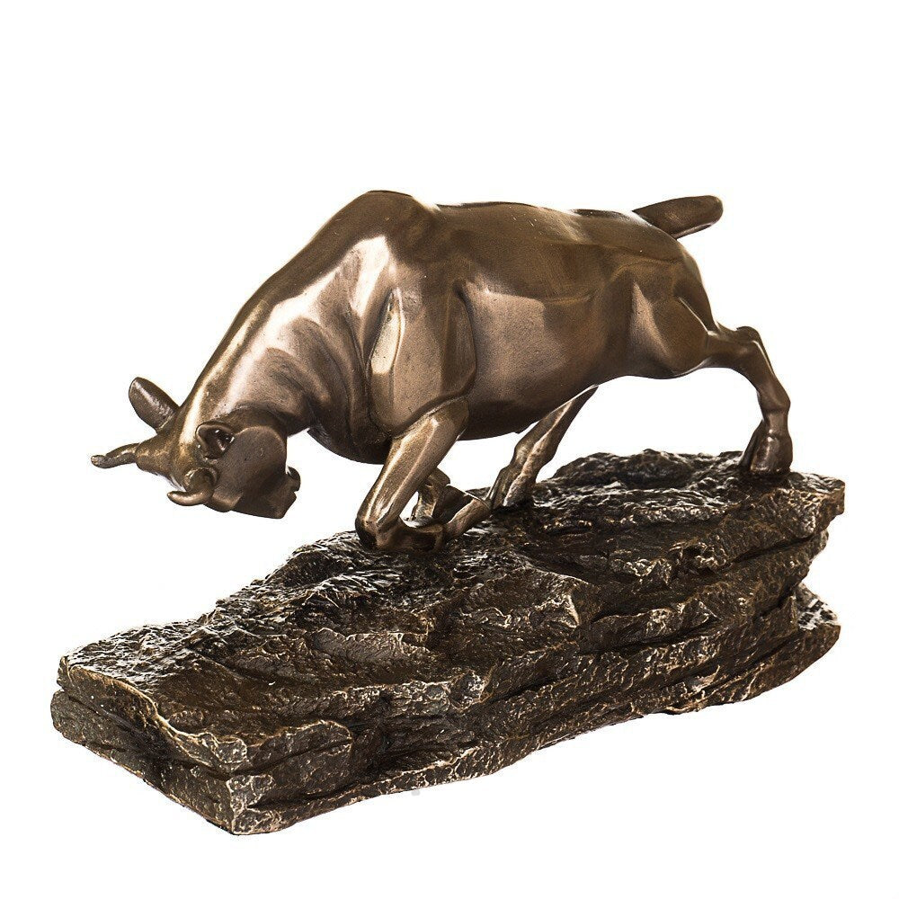 Bronzed Bull and Bear Sculpture: Stock Market Figurines