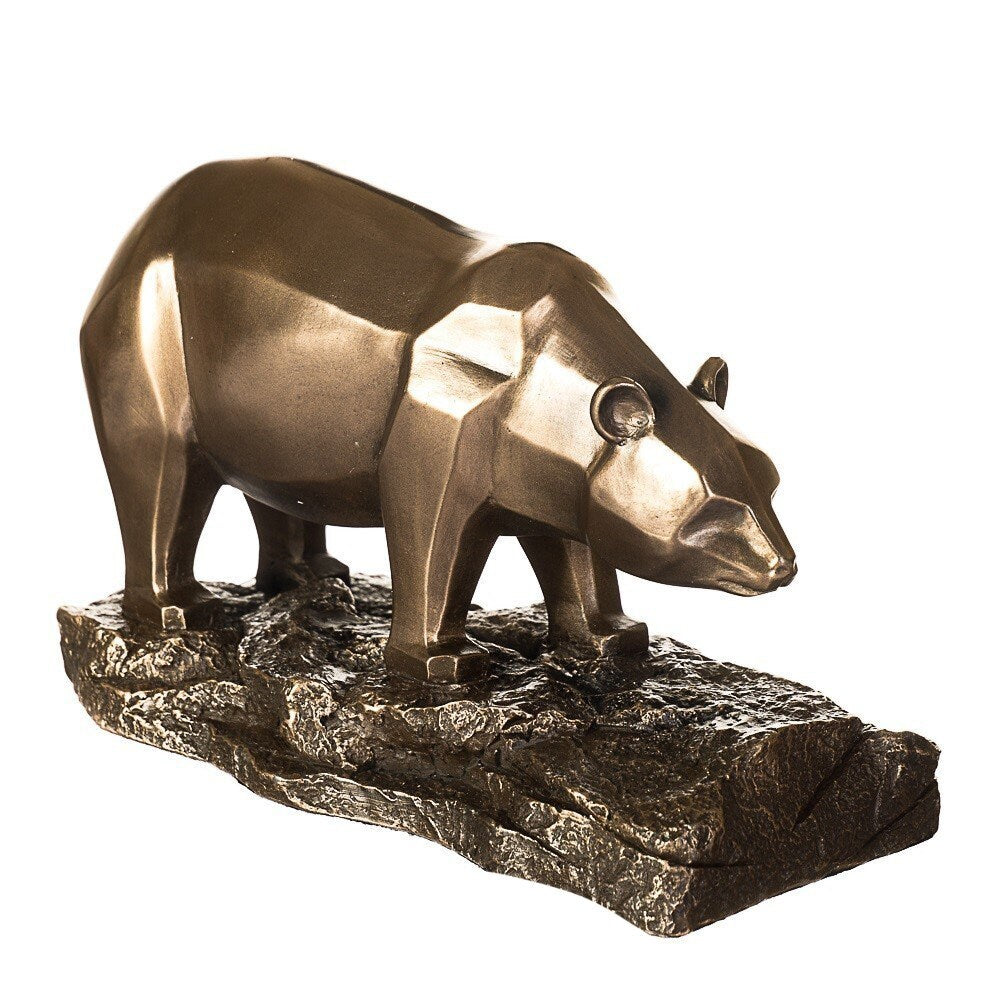 Bronzed Bull and Bear Sculpture: Stock Market Figurines
