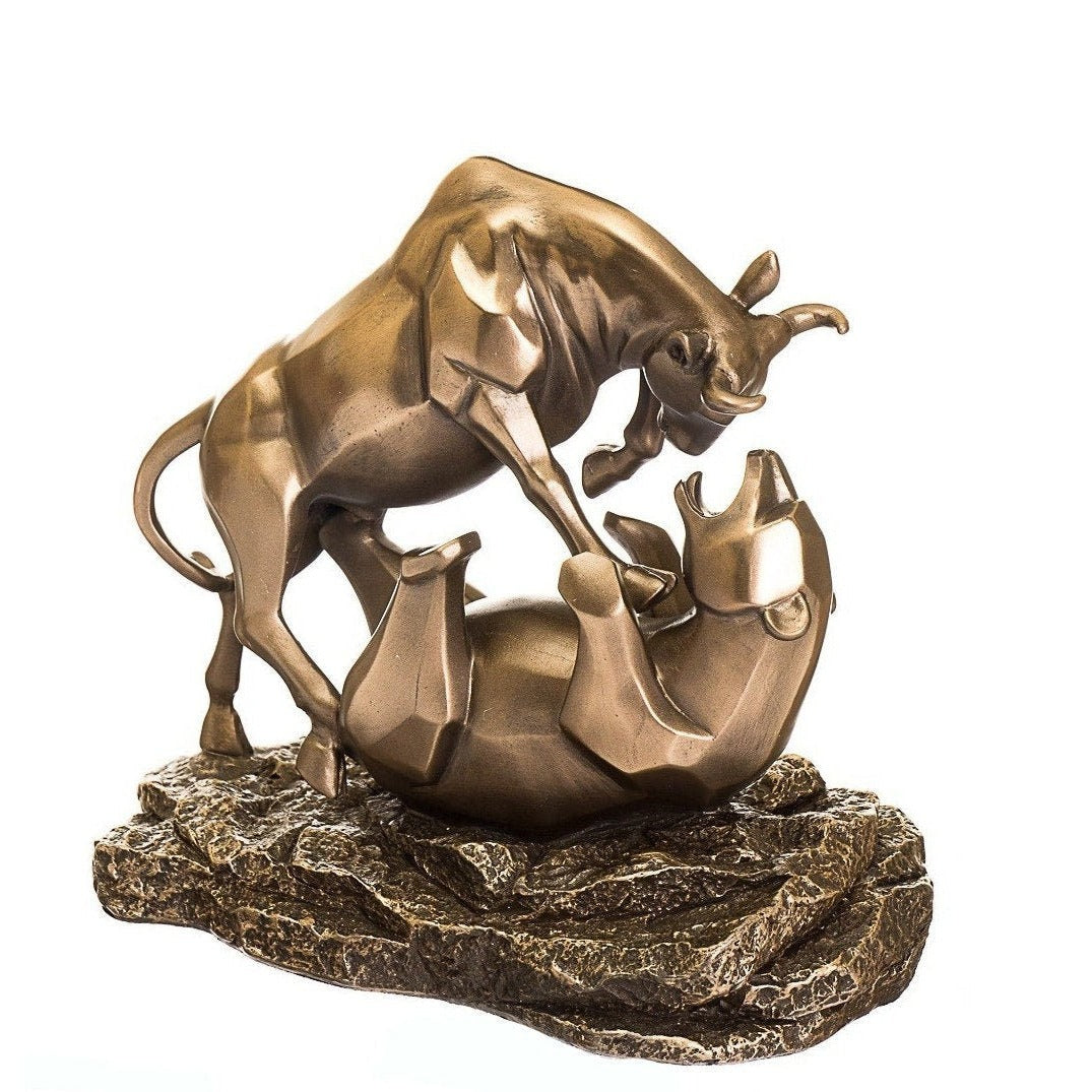 Bronze Bull and Bear Sculpture: Stock Market Gift