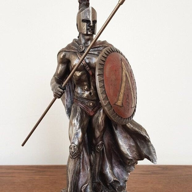 Bronze Finish Spartan King Leonidas Statue: Greek Sculpture Figurine