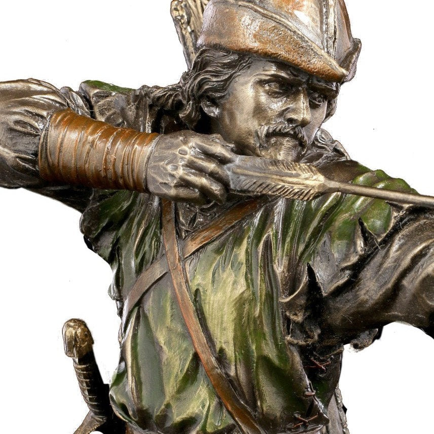 Robin Hood Bronzed handpainting Figurine Statue.Robin Hoold Bronze Sculpture.
