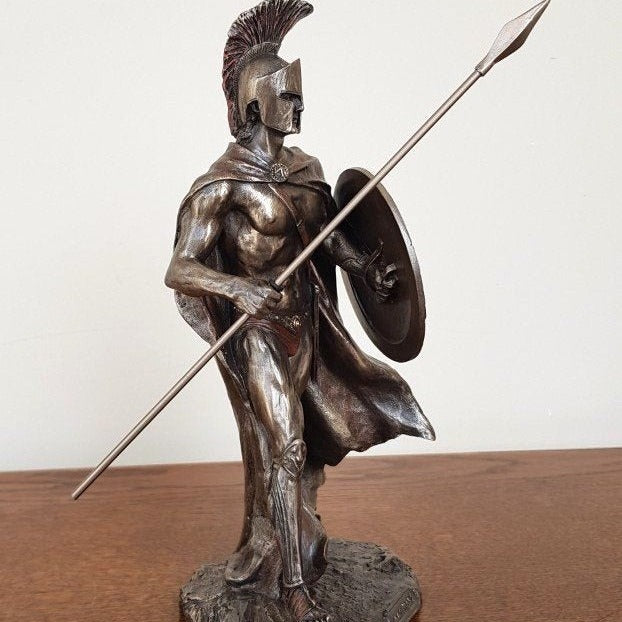 Bronze Finish Spartan King Leonidas Statue: Greek Sculpture Figurine