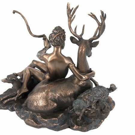 Diana Bronzed Statue: Greek Goddess of the Hunt Figurine