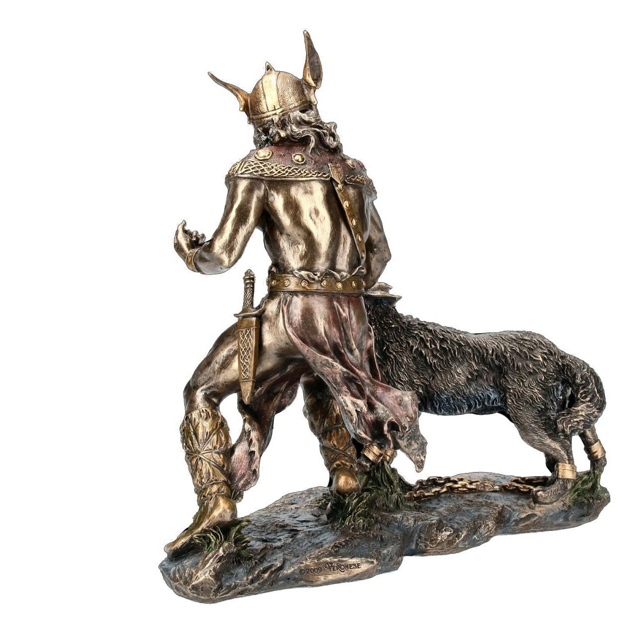 Tyr battleing Fenrir Bronzed Norse God Statue Figurine.Norse Gods Figurines.