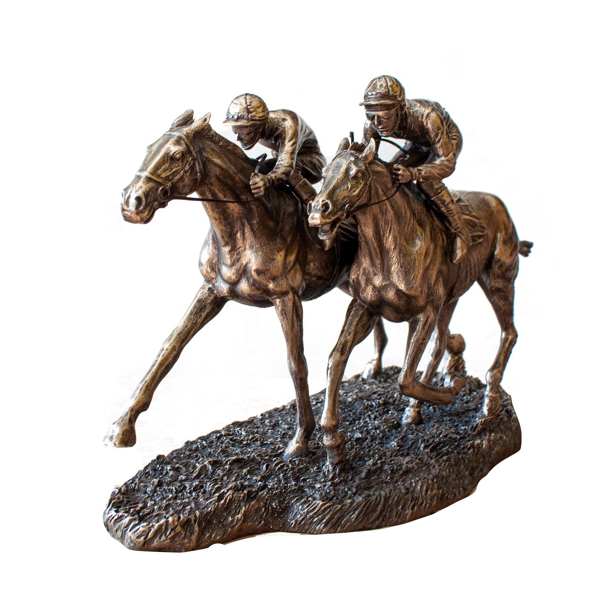 Bronzed Horse Race Statue: Two Jockeys, Veronese Design