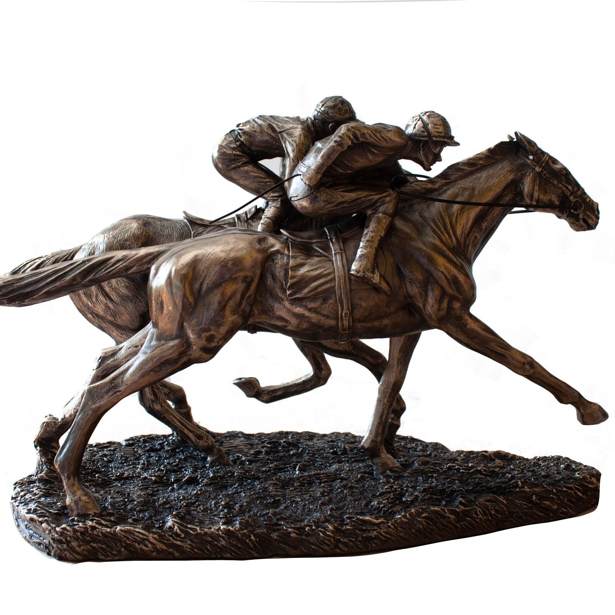Bronzed Horse Race Statue: Two Jockeys, Veronese Design
