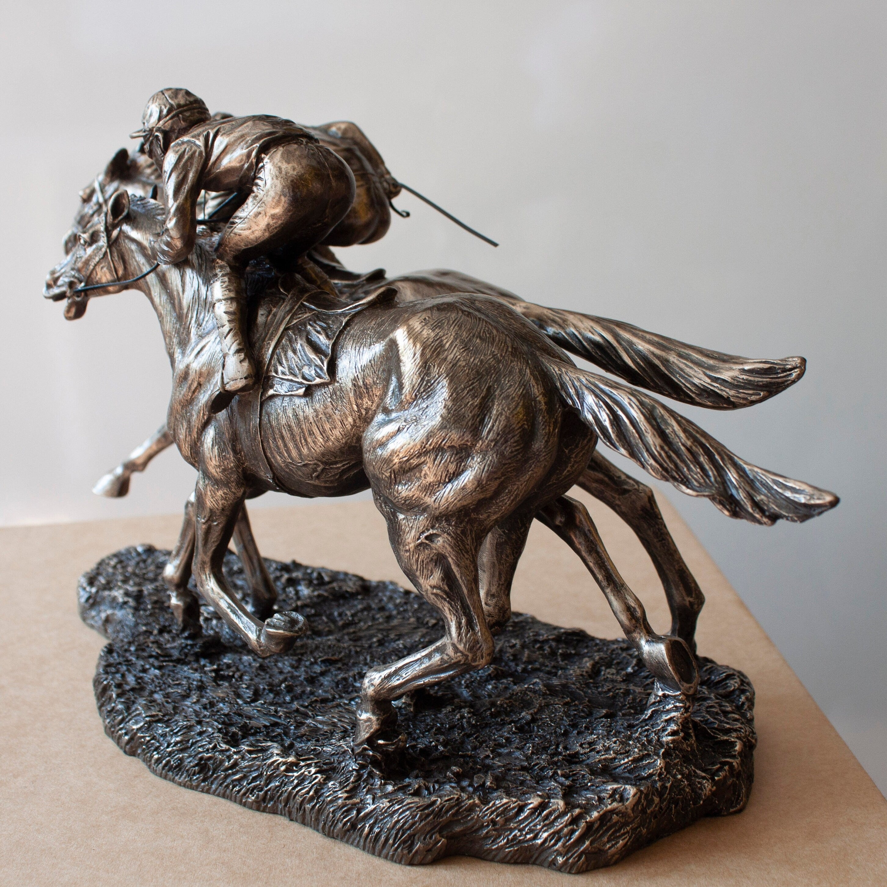 Bronzed Horse Race Statue: Two Jockeys, Veronese Design