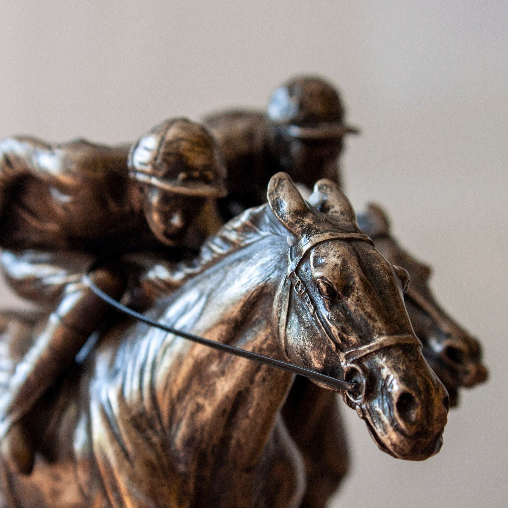 Bronzed Horse Race Statue: Two Jockeys, Veronese Design