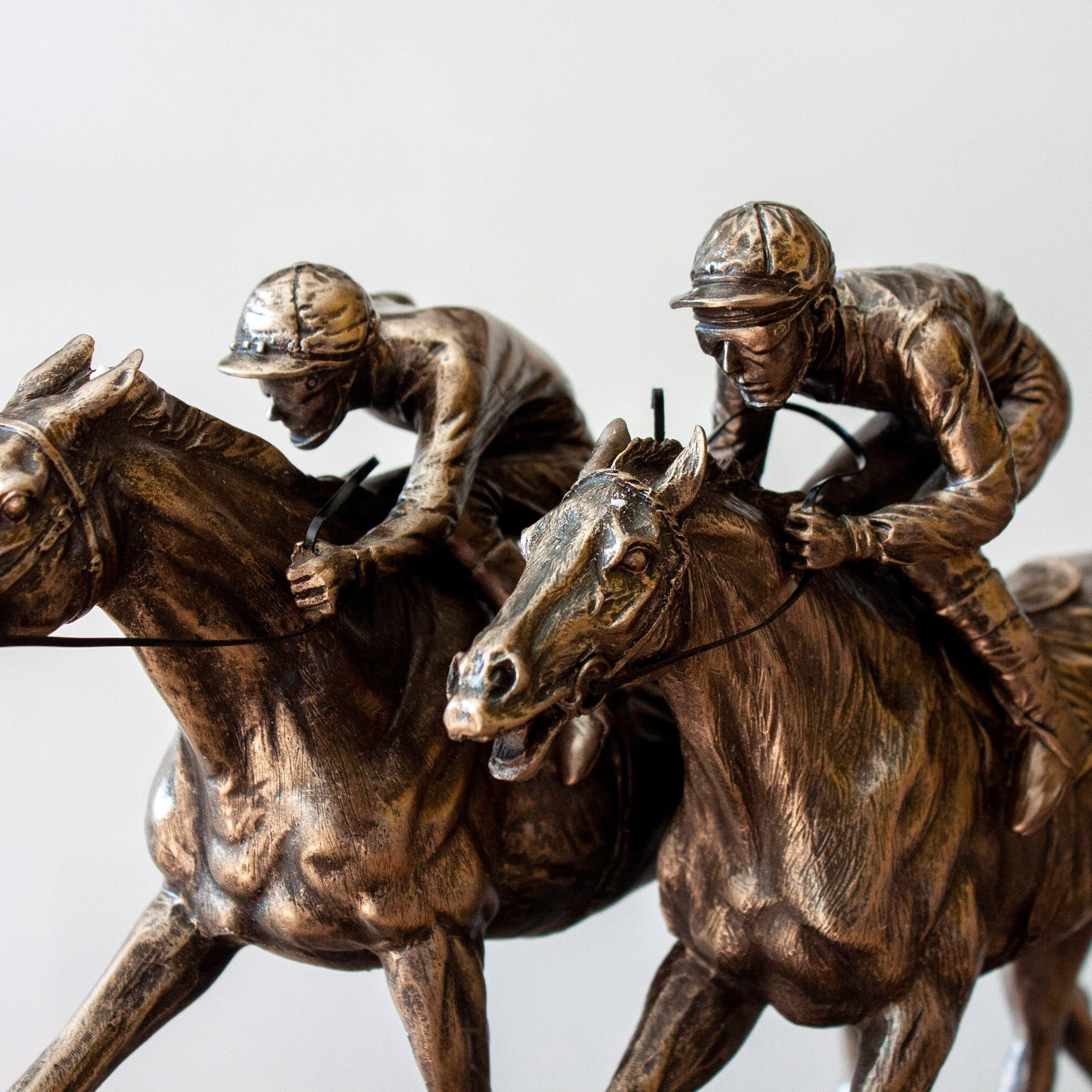Bronzed Horse Race Statue: Two Jockeys, Veronese Design
