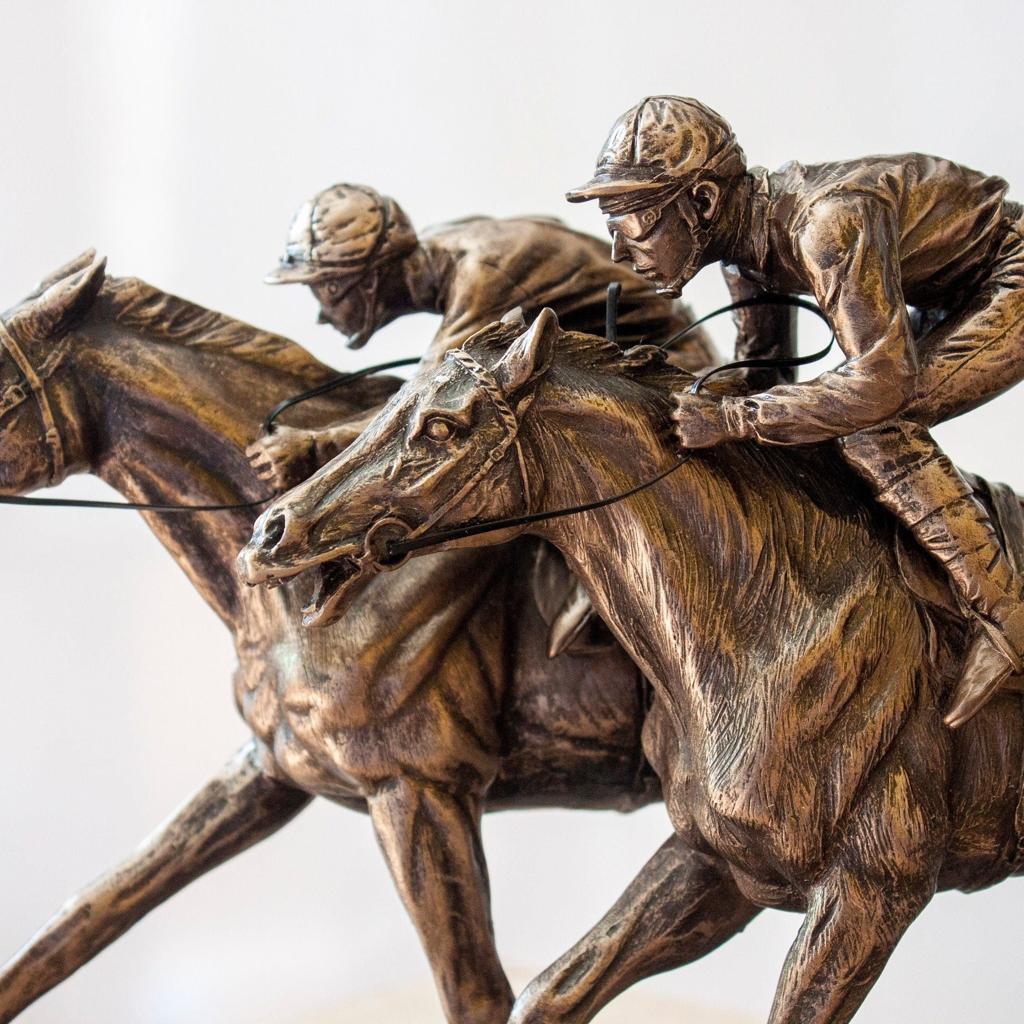 Bronzed Horse Race Statue: Two Jockeys, Veronese Design