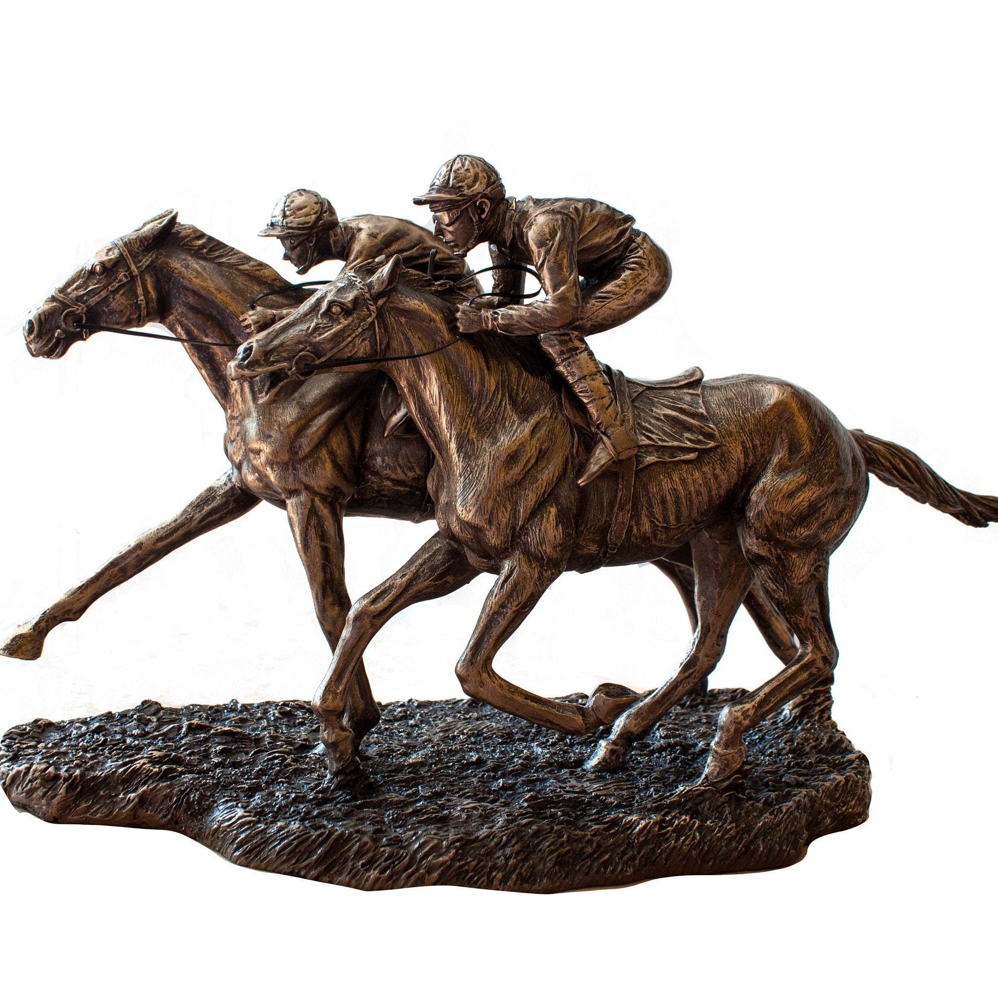 Bronzed Horse Race Statue: Two Jockeys, Veronese Design
