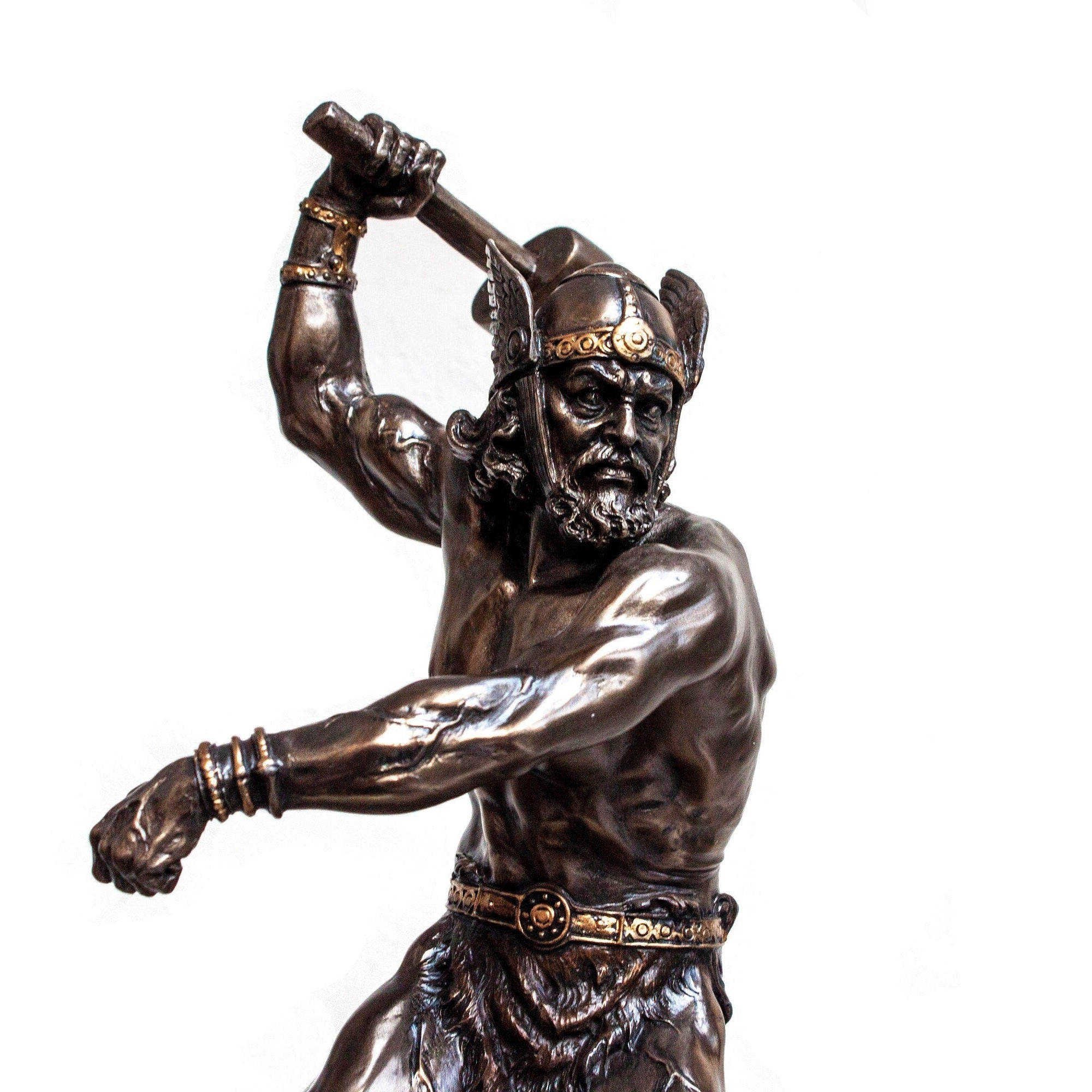 Bronzed Thor Statue, Norse God Sculpture