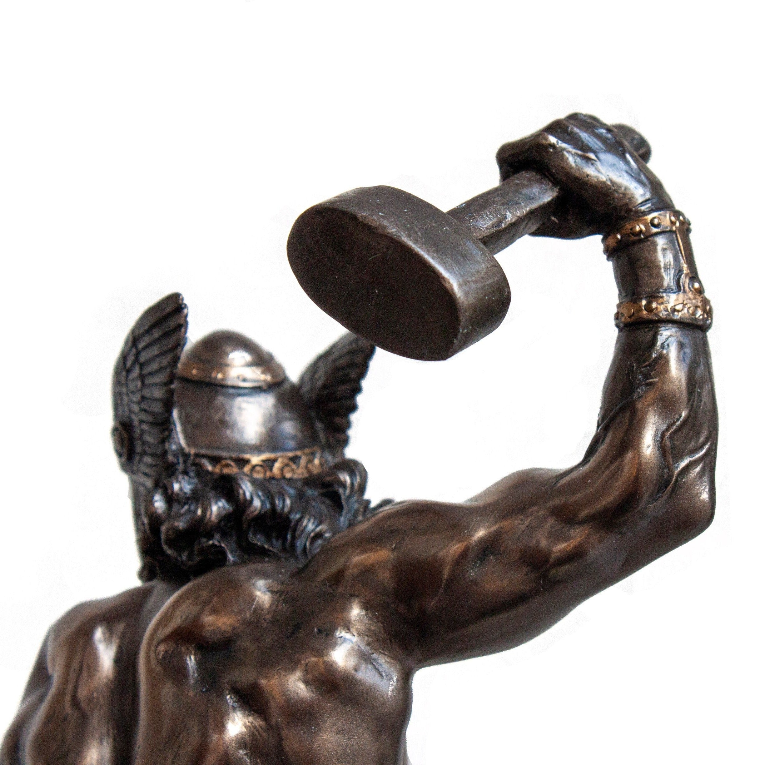 Bronzed Thor Statue, Norse God Sculpture