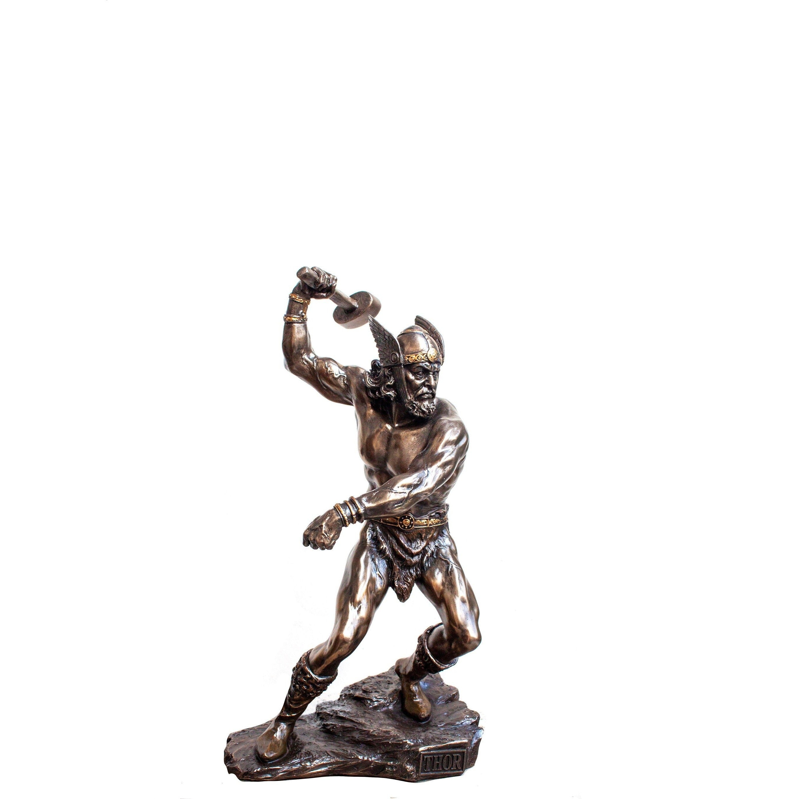 Bronzed Thor Statue, Norse God Sculpture