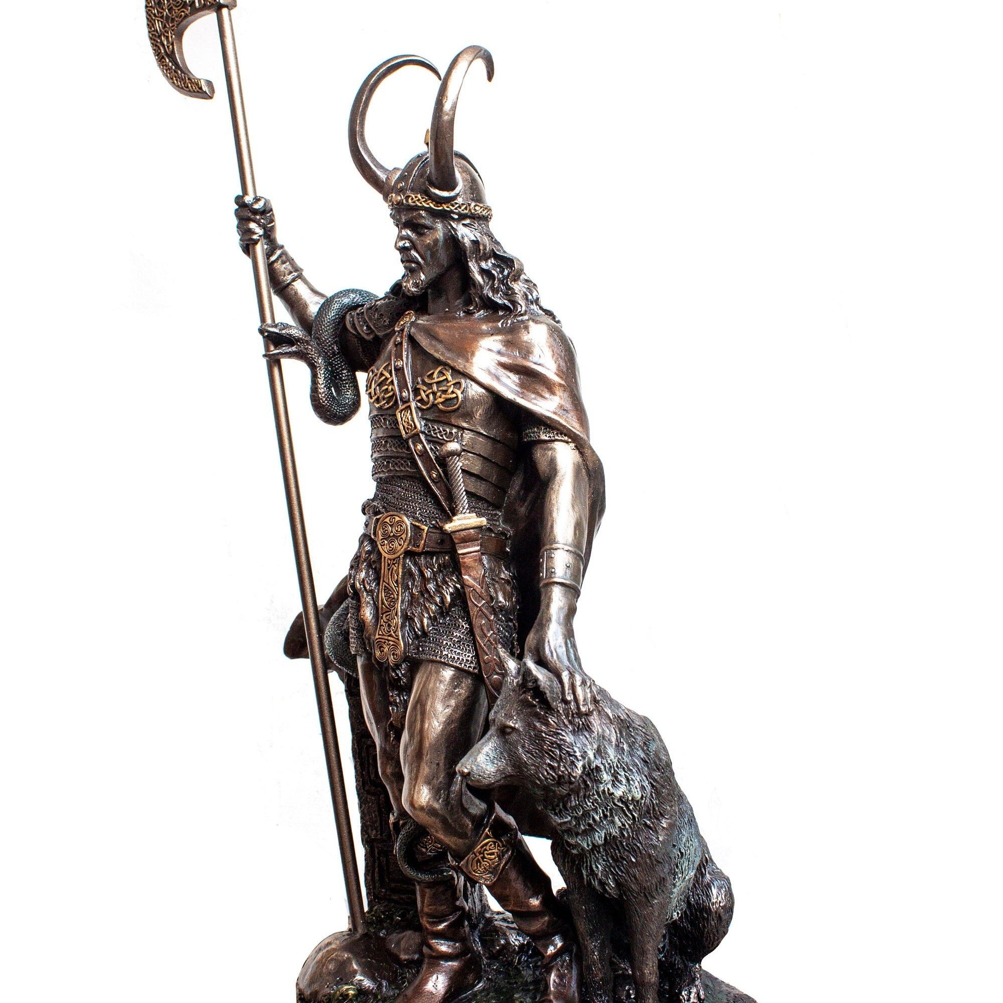 Bronzed Loki Norse God Figurine Statue Sculpture Viking 36cm