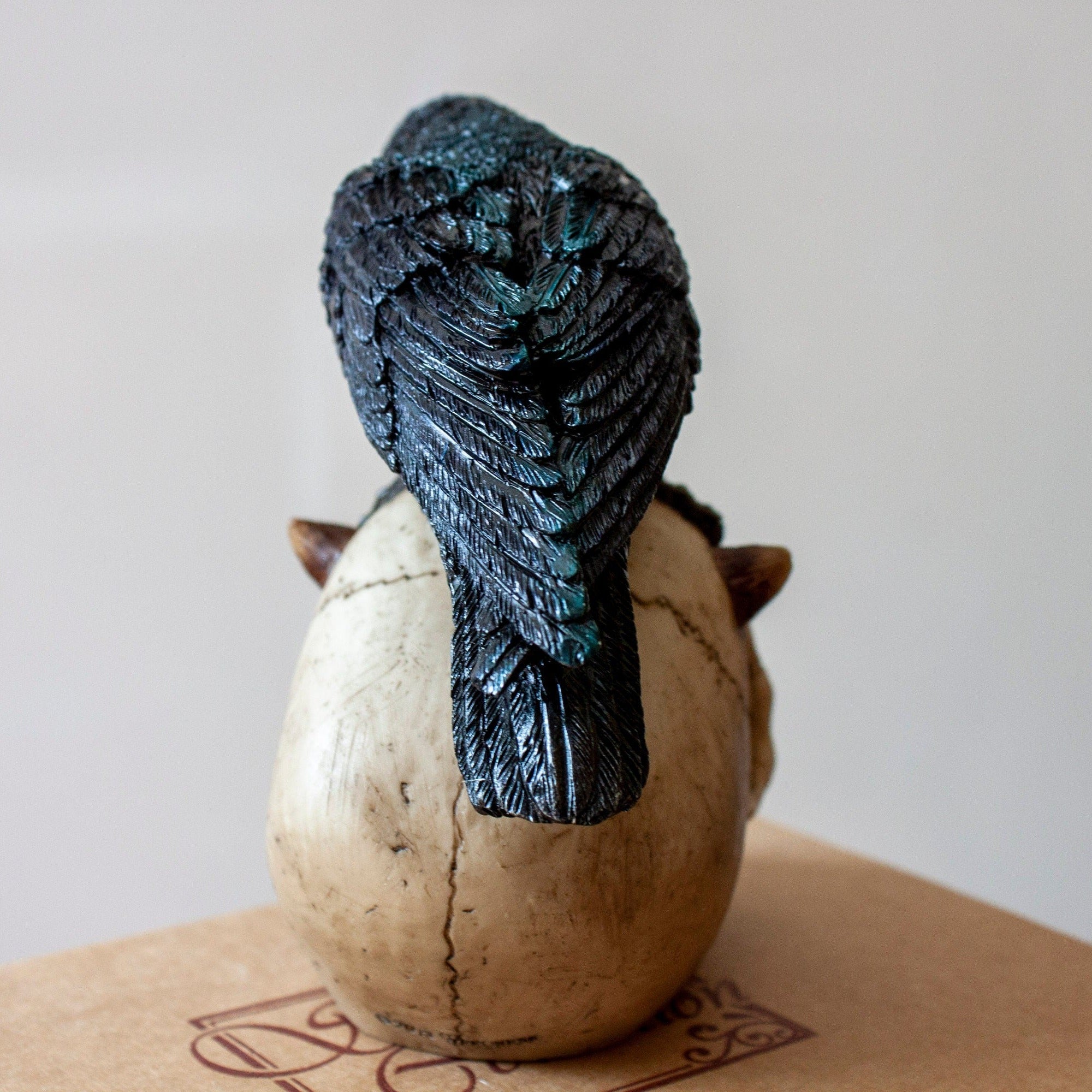 Resin Skull and Raven Statue, Veronese Design