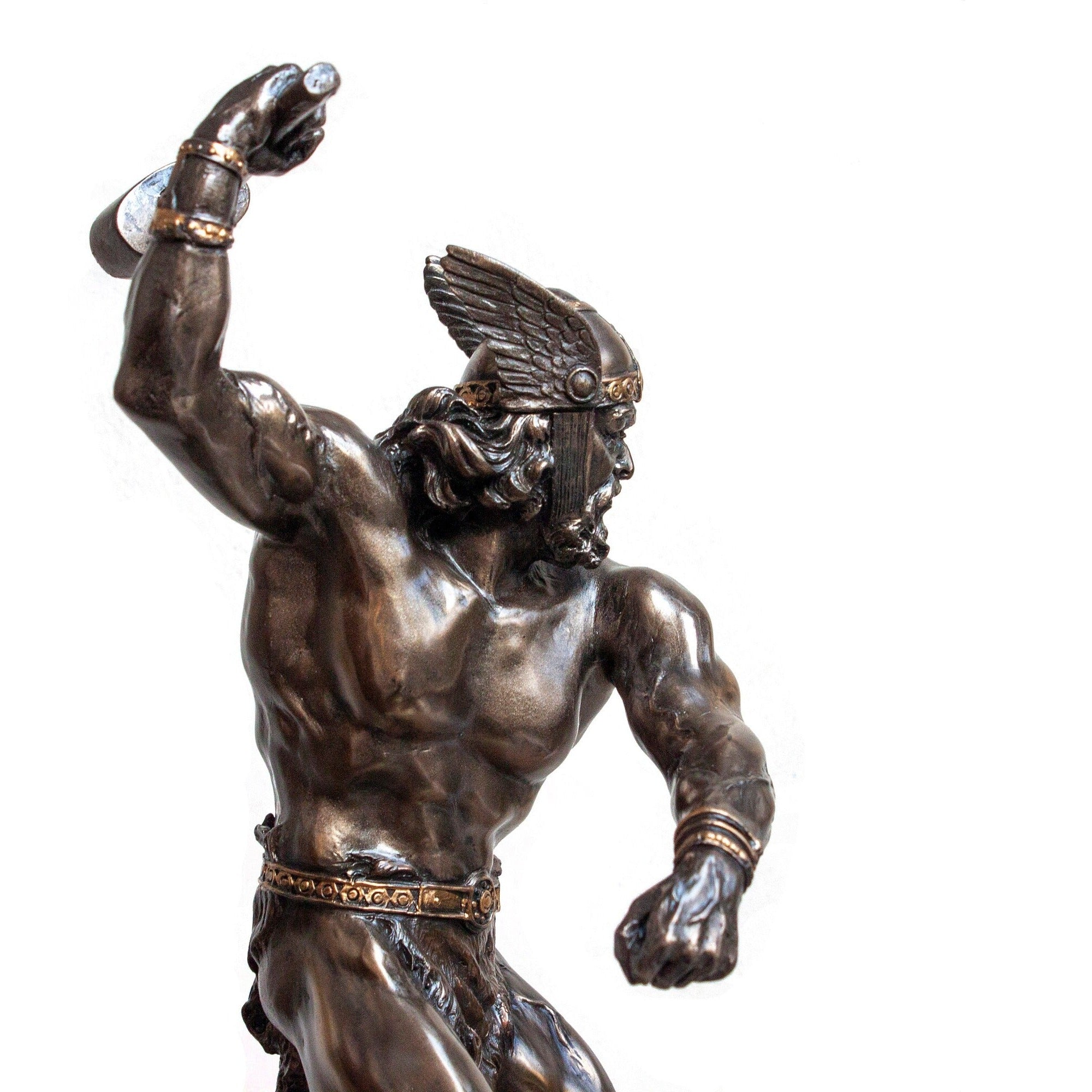 Bronzed Thor Statue, Norse God Sculpture