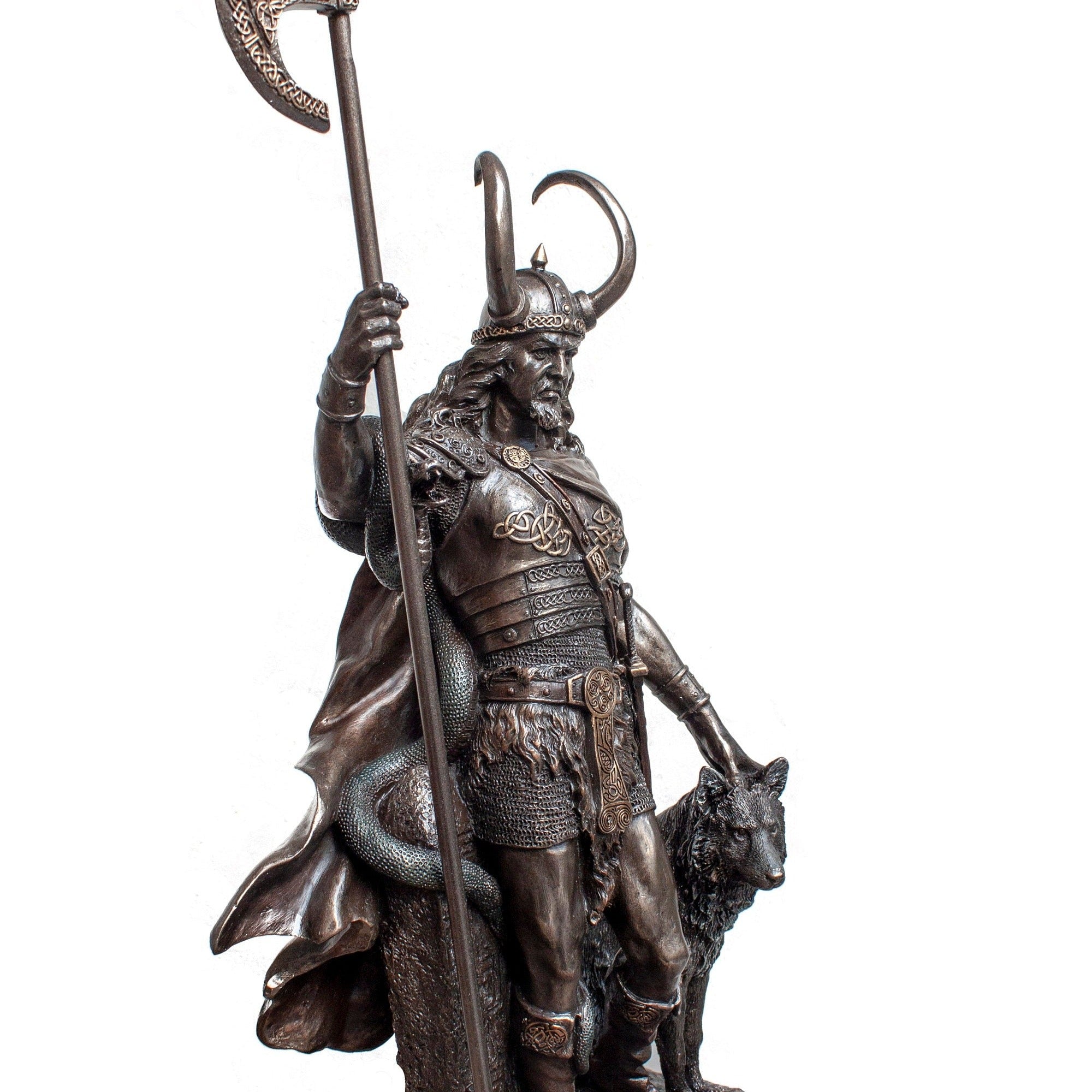 Bronzed Loki Norse God Figurine Statue Sculpture Viking 36cm