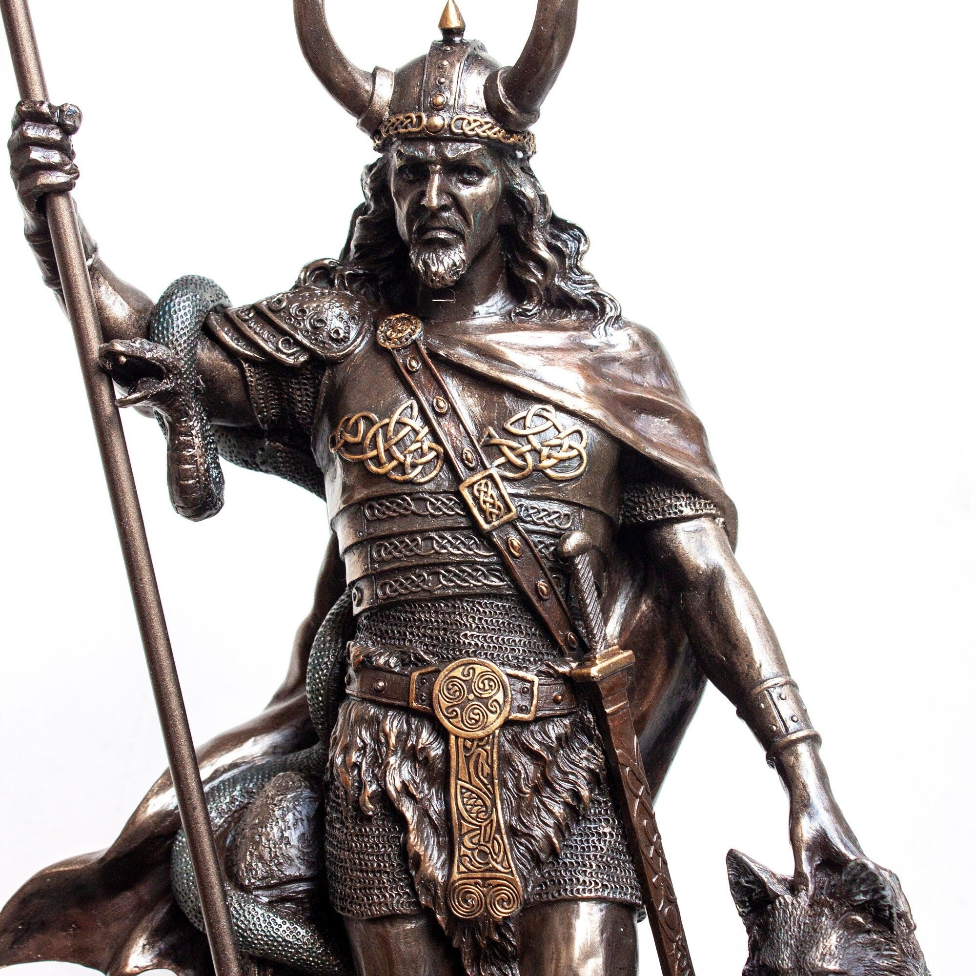 Bronzed Loki Norse God Figurine Statue Sculpture Viking 36cm