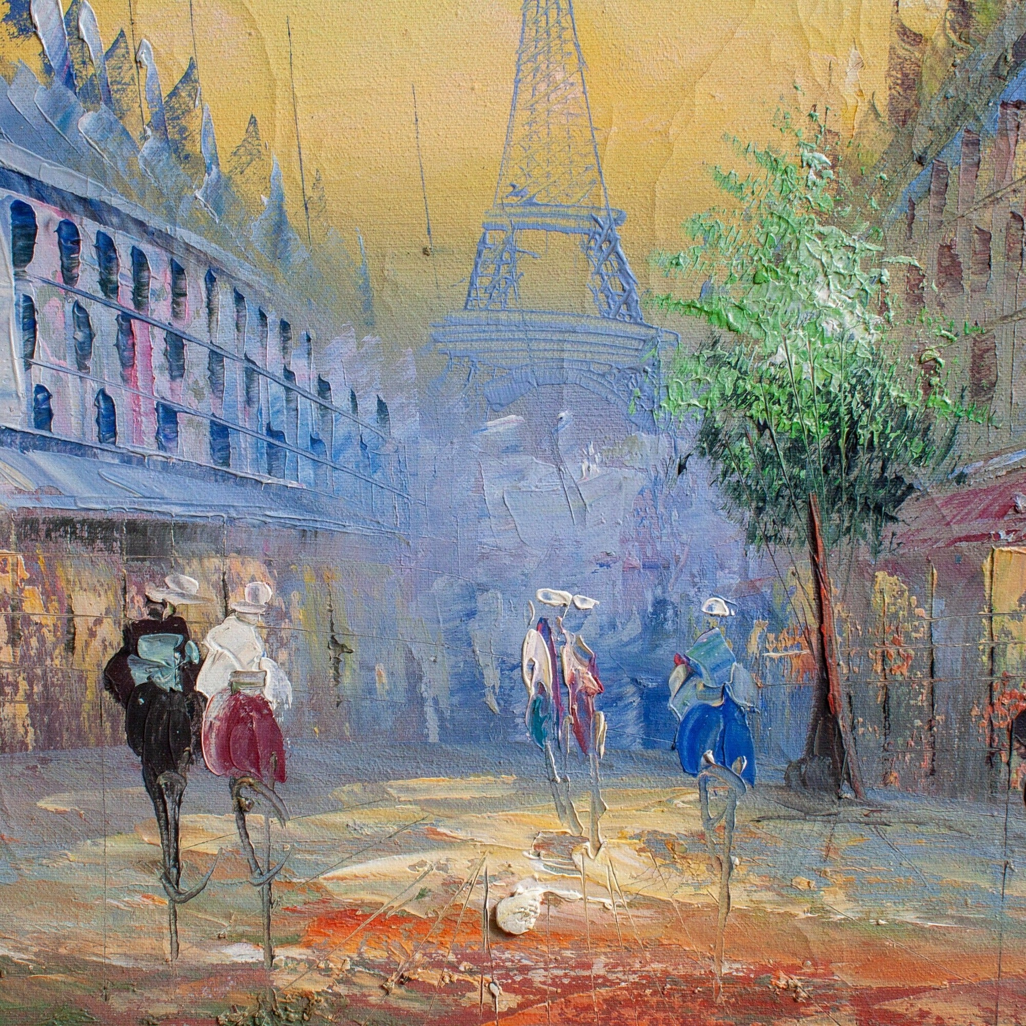 Vintage Oil Eiffel Tower painting on Canvas