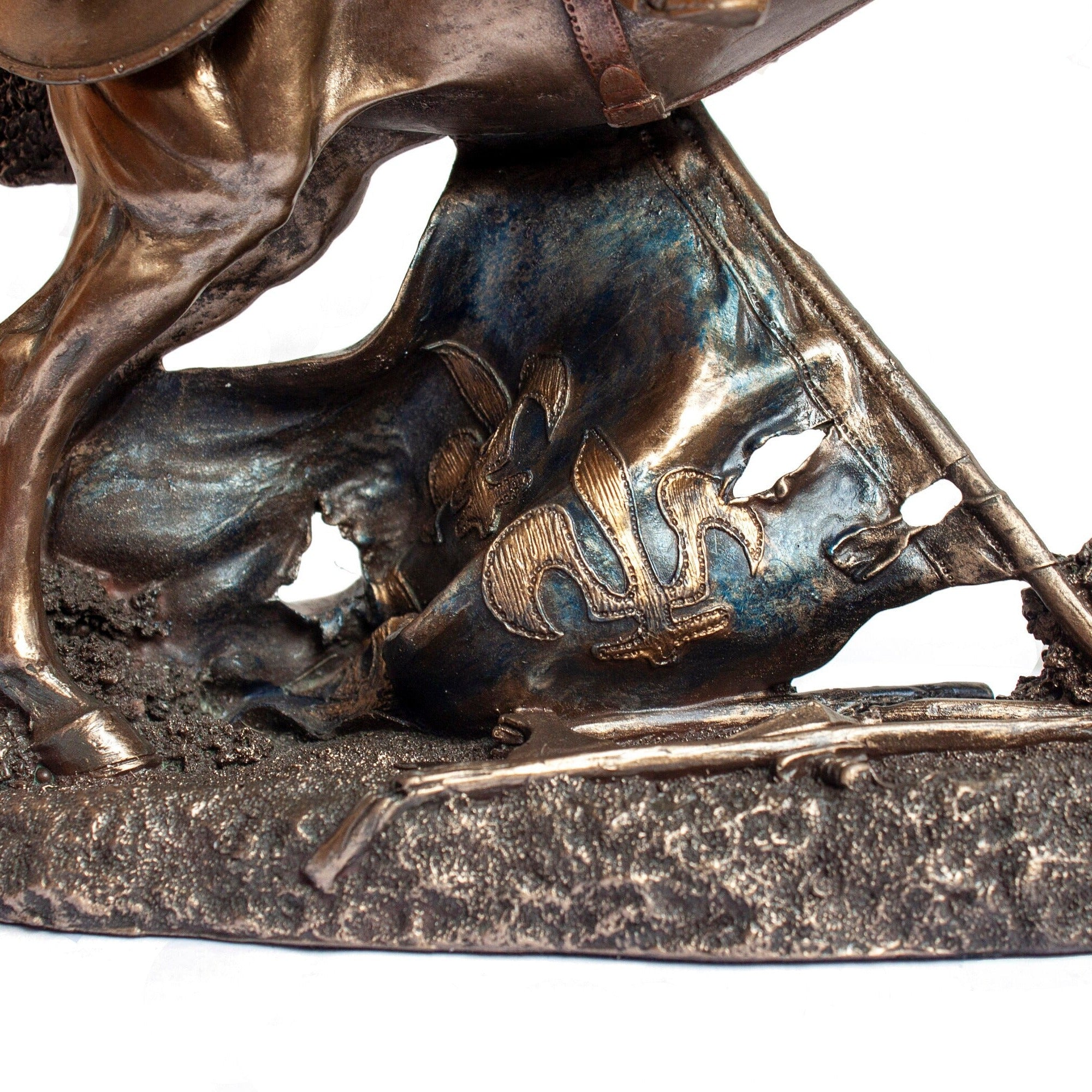 Bronzed Viking Warrior on Horse Statue
