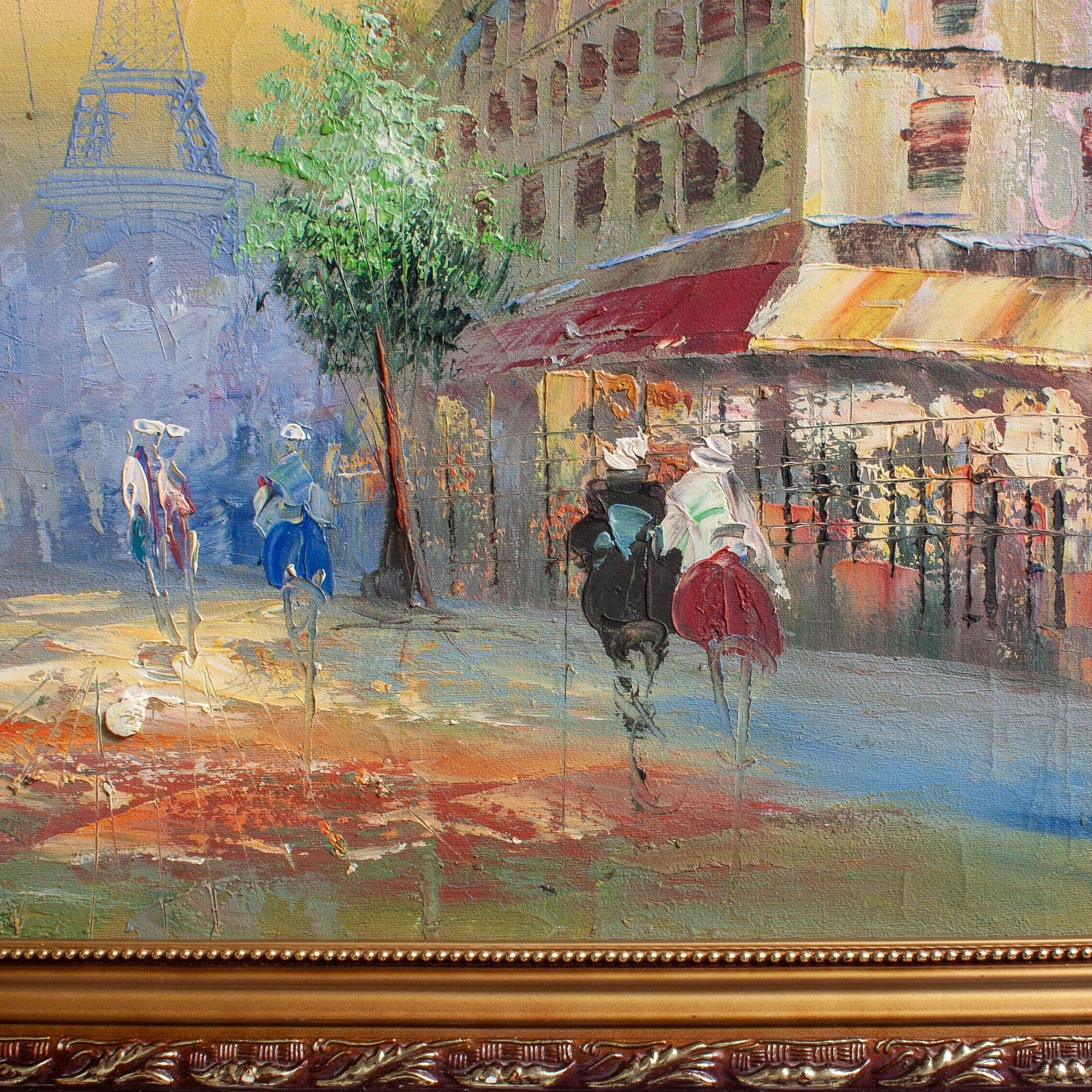 Vintage Oil Eiffel Tower painting on Canvas