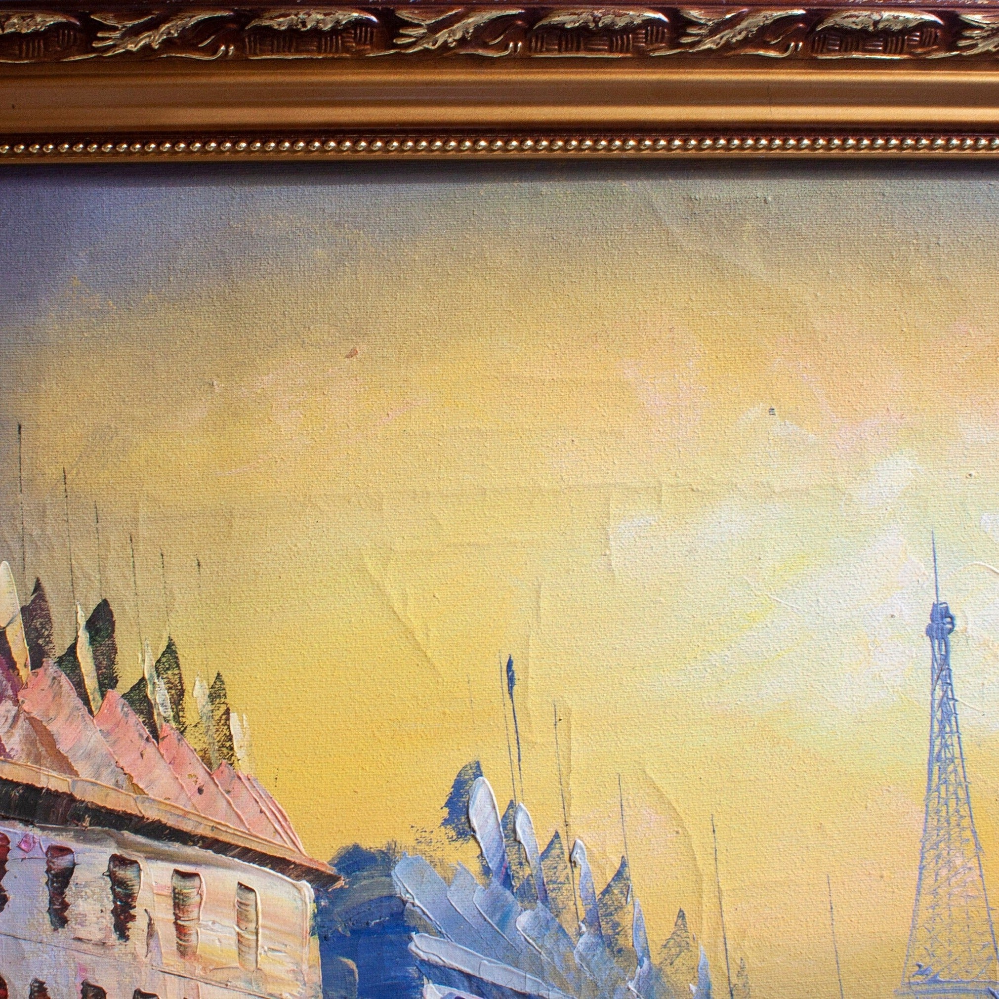 Vintage Oil Eiffel Tower painting on Canvas