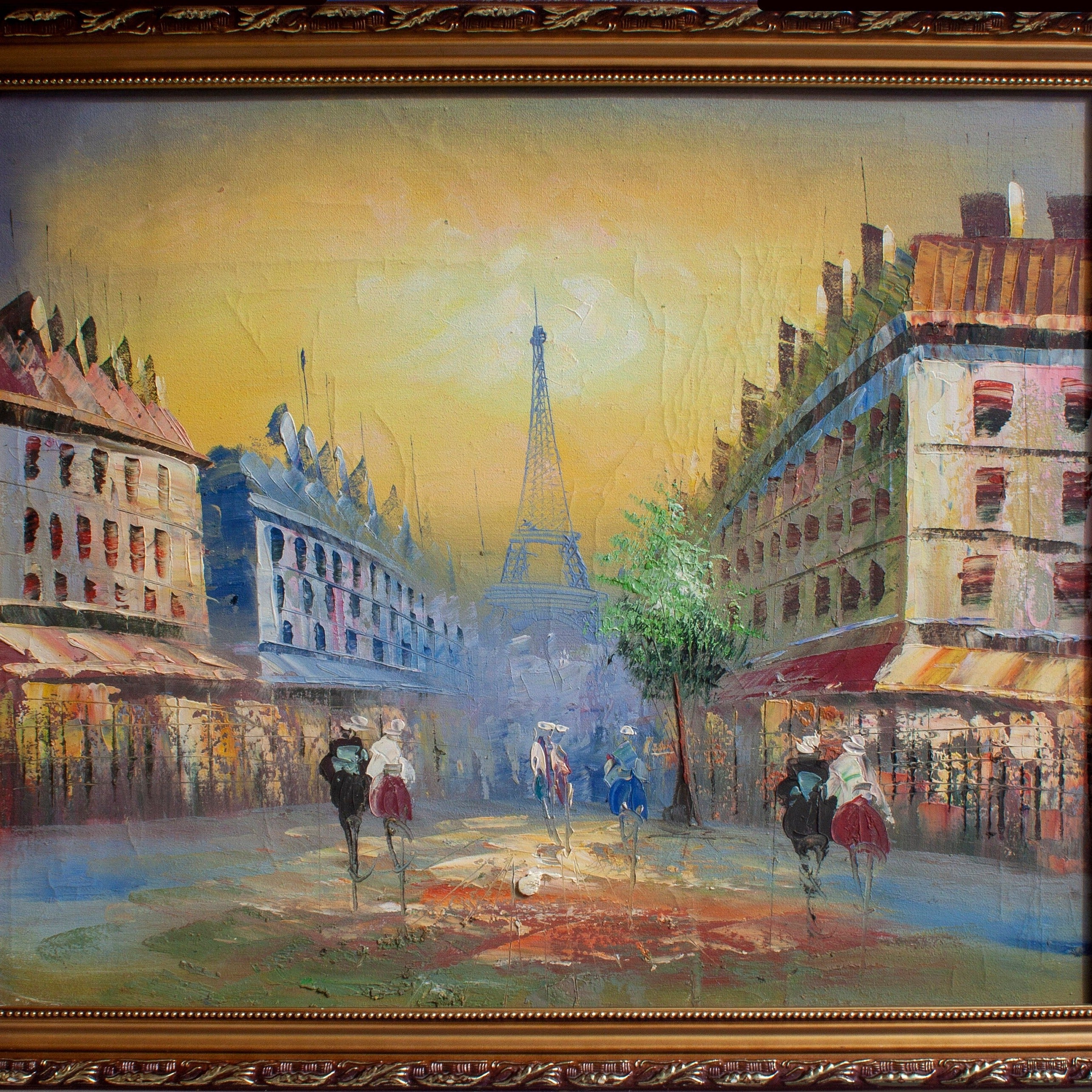 Vintage Oil Eiffel Tower painting on Canvas