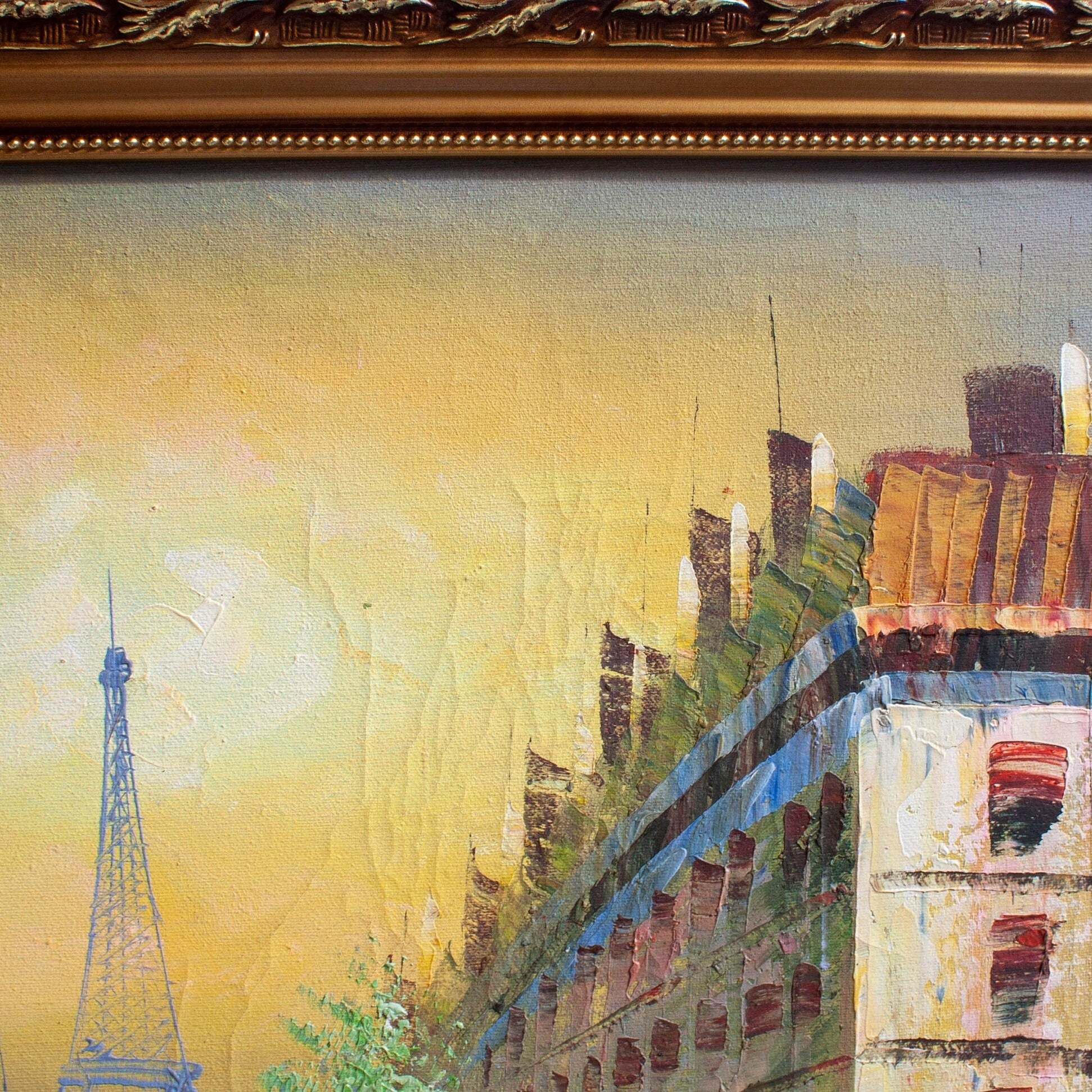 Vintage Oil Eiffel Tower painting on Canvas