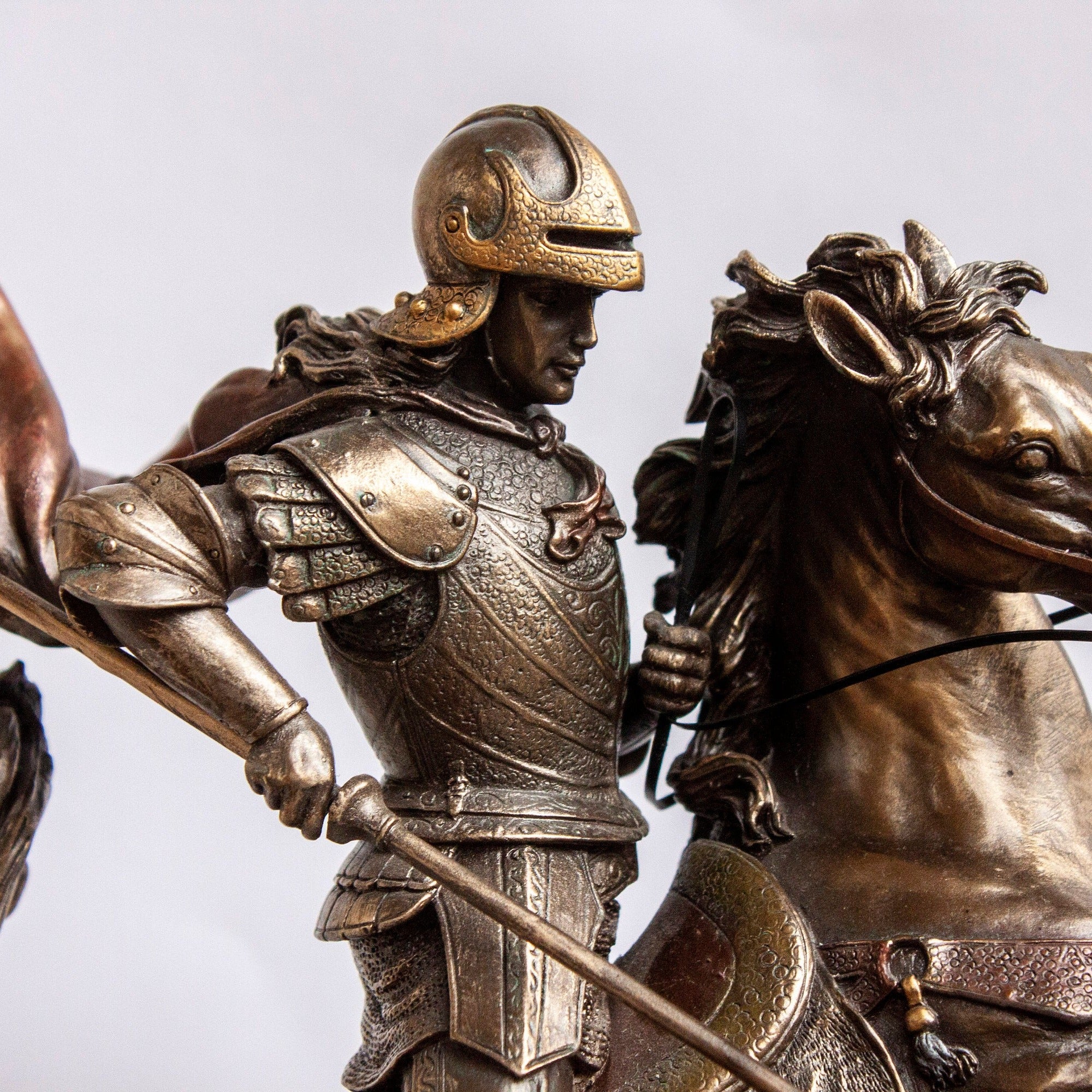 St. George Slaying Dragon Statue: Bronze Finish Renaissance Art