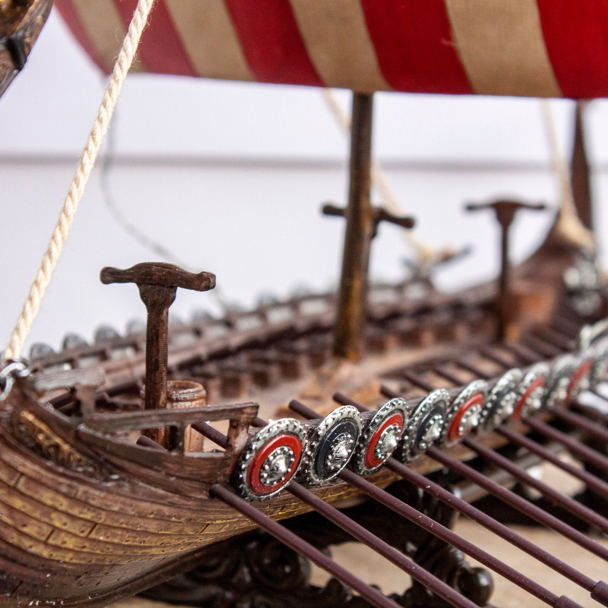Viking Drakkar Ship: 13" Hand-Painted Resin Longship Replica