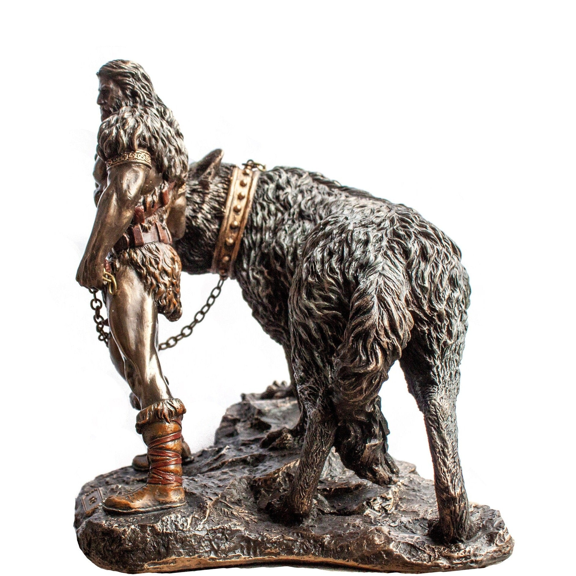 Tyr and Fenrir Statue: Cold Cast Bronze Norse God Figurine