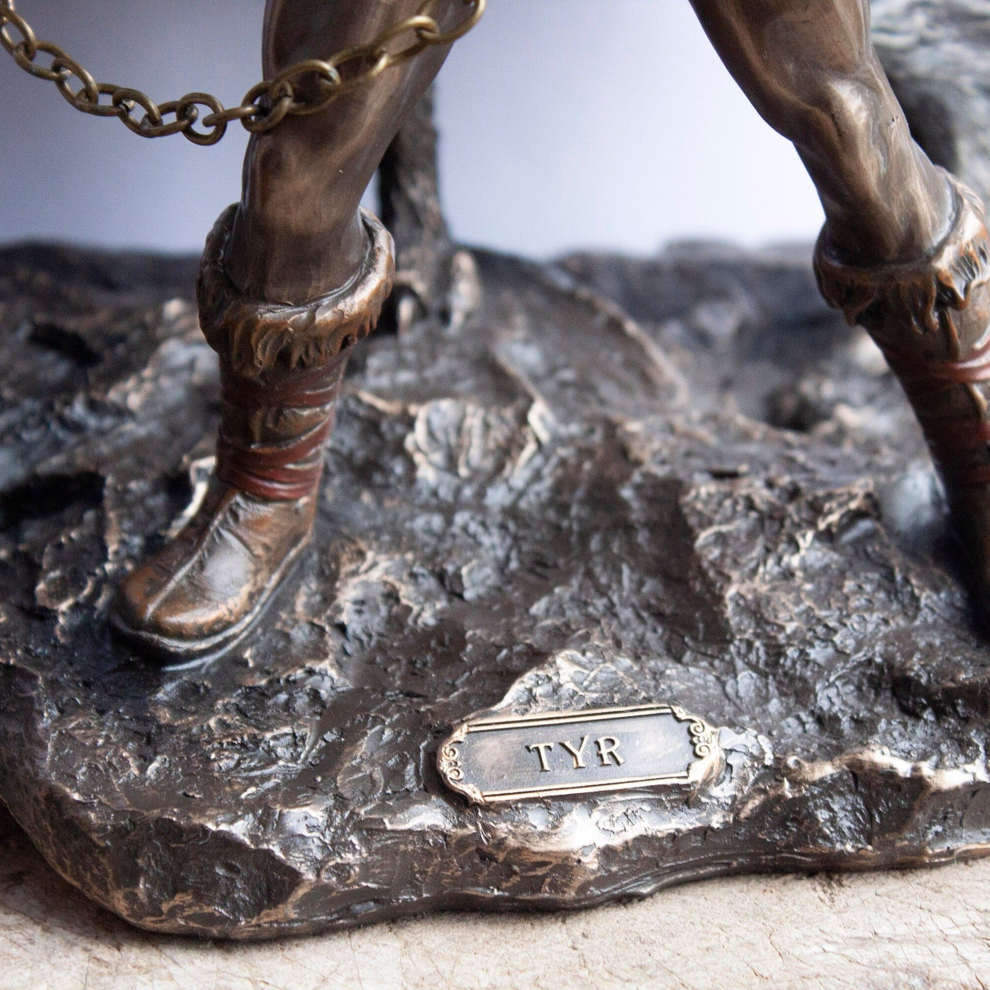 Tyr and Fenrir Statue: Cold Cast Bronze Norse God Figurine