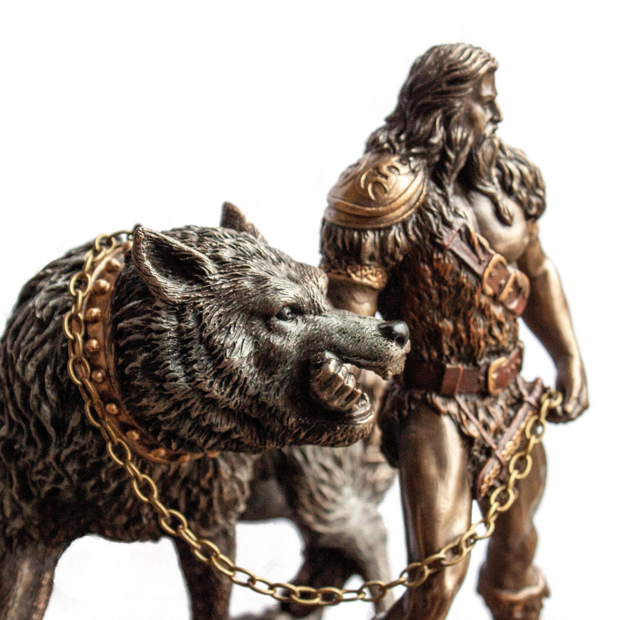 Tyr and Fenrir Statue: Cold Cast Bronze Norse God Figurine