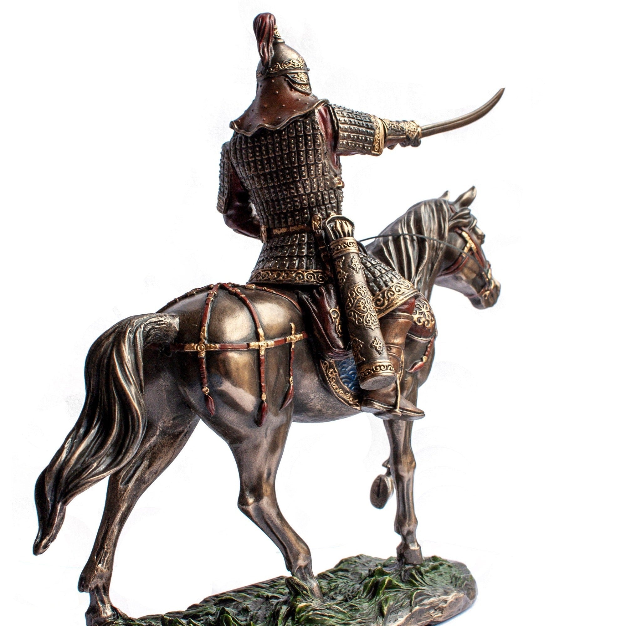 Genghis Khan Statue: Cold Cast Bronze Mongolian Warrior