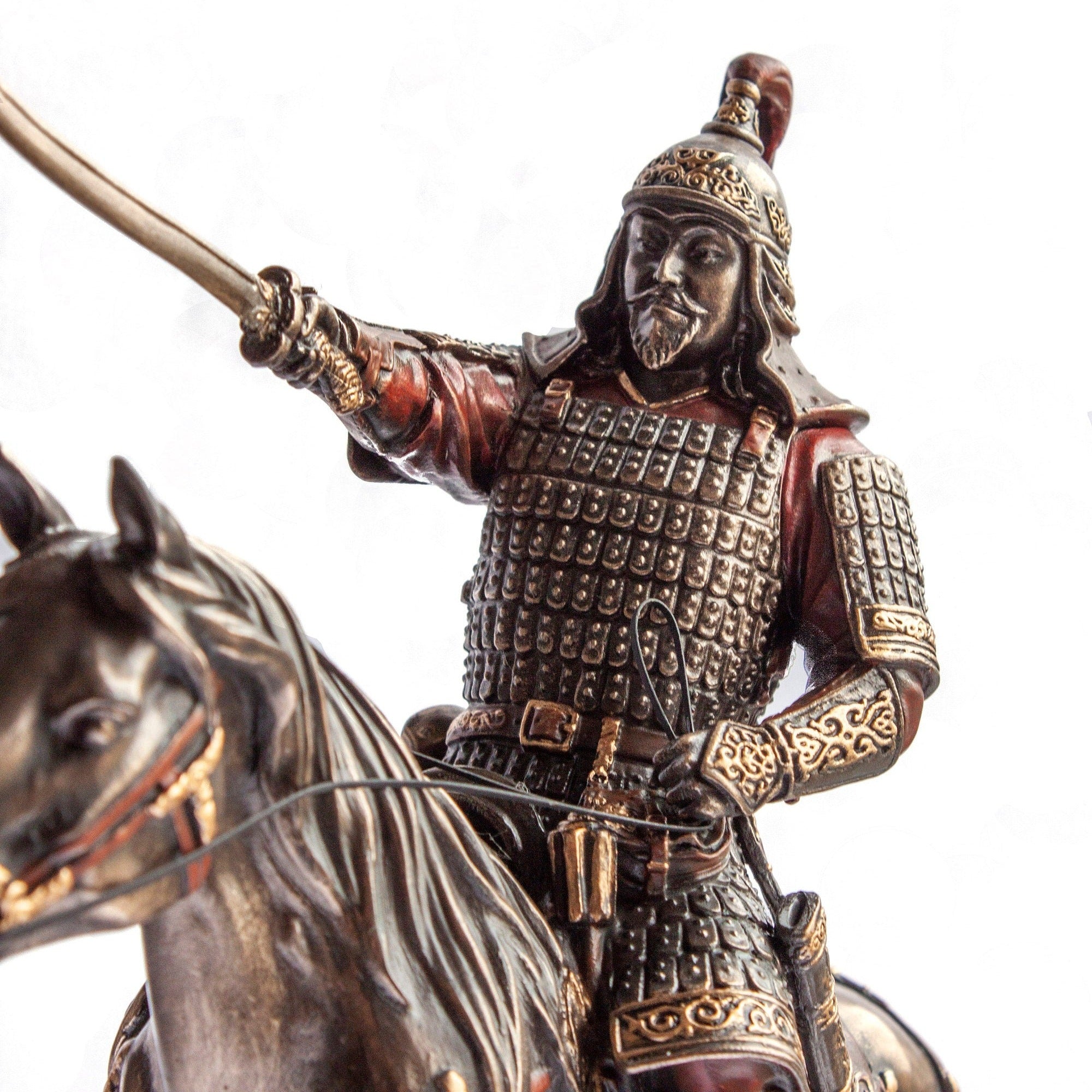 Genghis Khan Statue: Cold Cast Bronze Mongolian Warrior