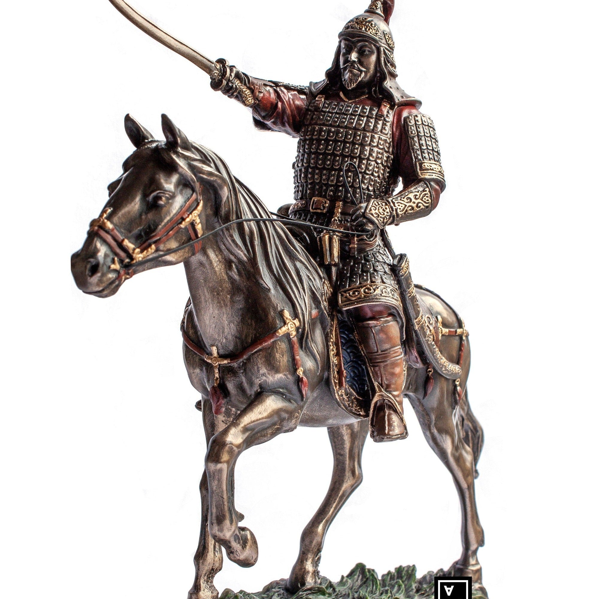 Genghis Khan Statue: Cold Cast Bronze Mongolian Warrior