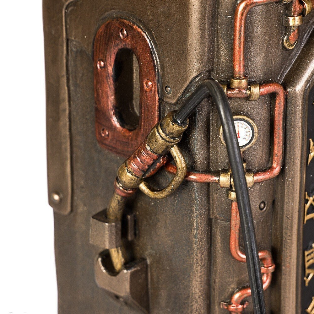 Steampunk Gas Station Desk Clock: Bronzed Fuel Dispenser Tower