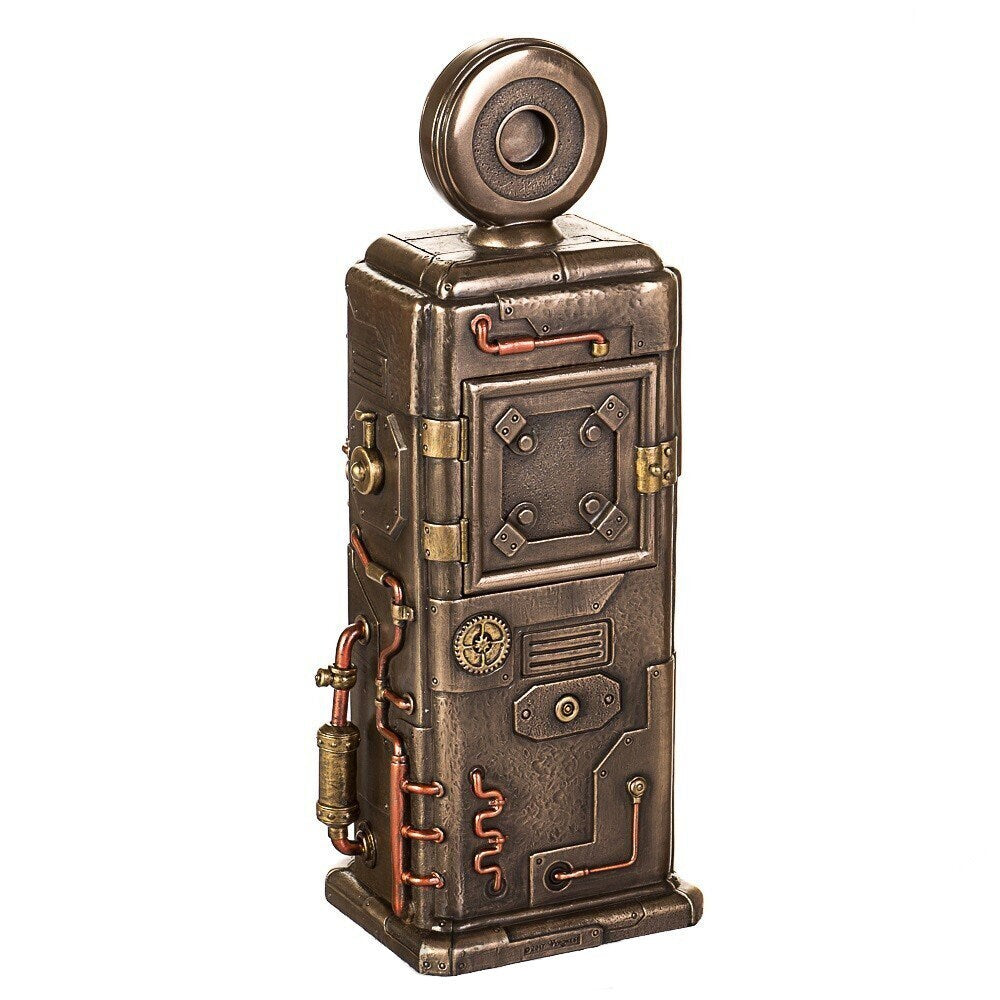 Steampunk Gas Station Desk Clock: Bronzed Fuel Dispenser Tower
